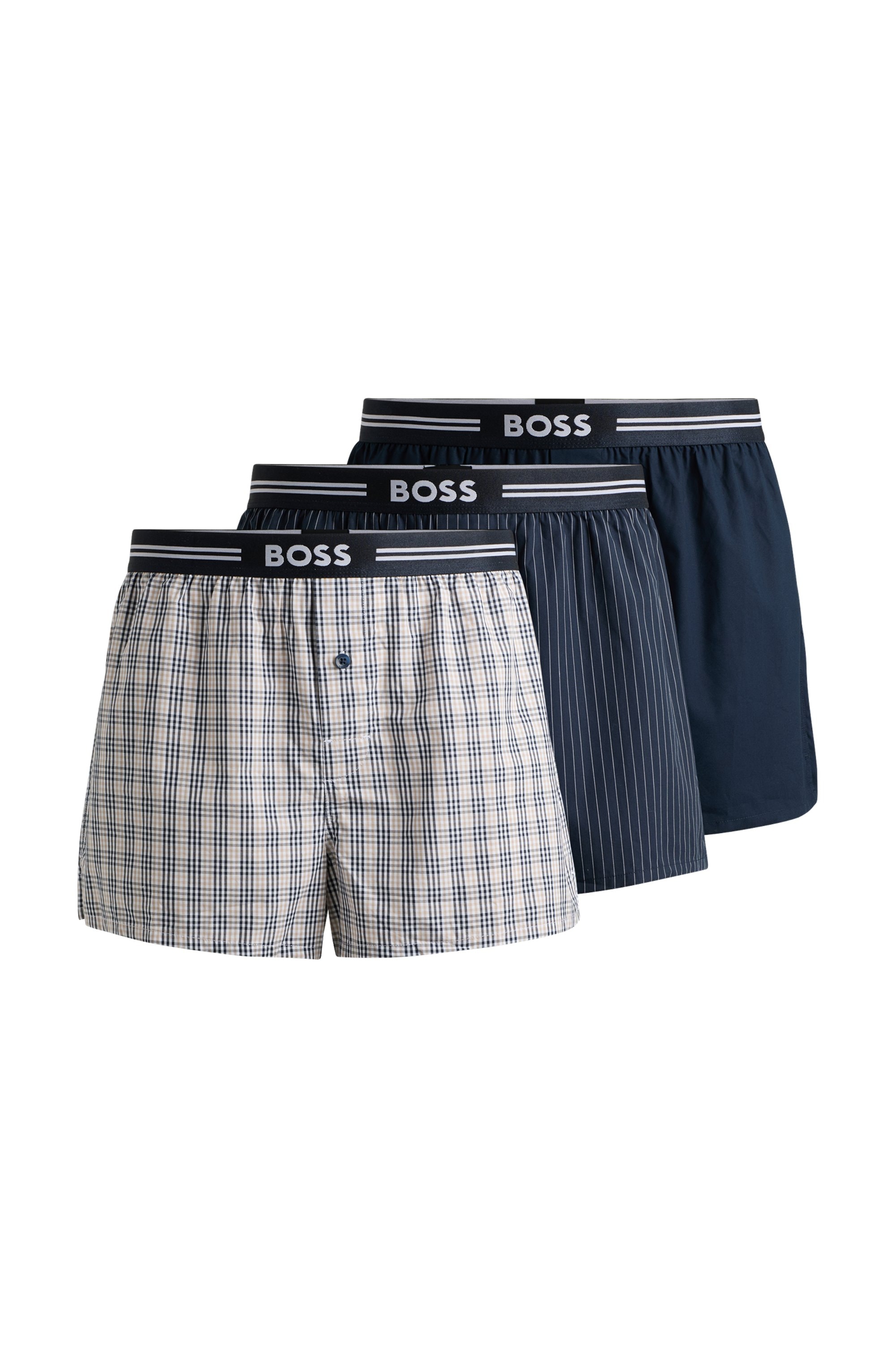 Boxershorts »3P Woven Boxer«, (Packung, 3 St., 3er Pack), mit Eingriff mit Knopf