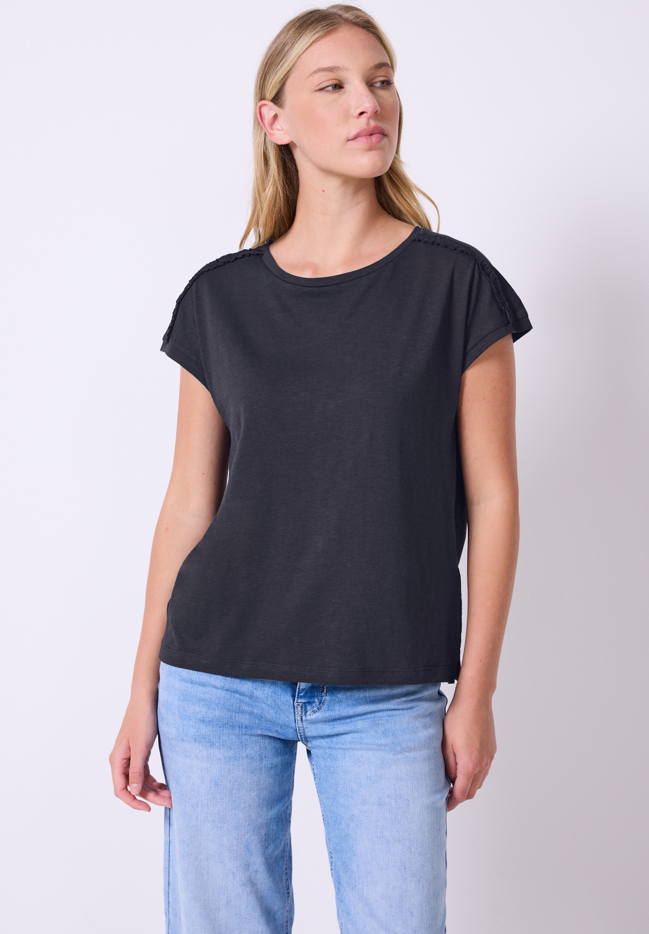 STREET ONE STUDIO T-Shirt, aus elastischem Materialmix günstig online kaufen