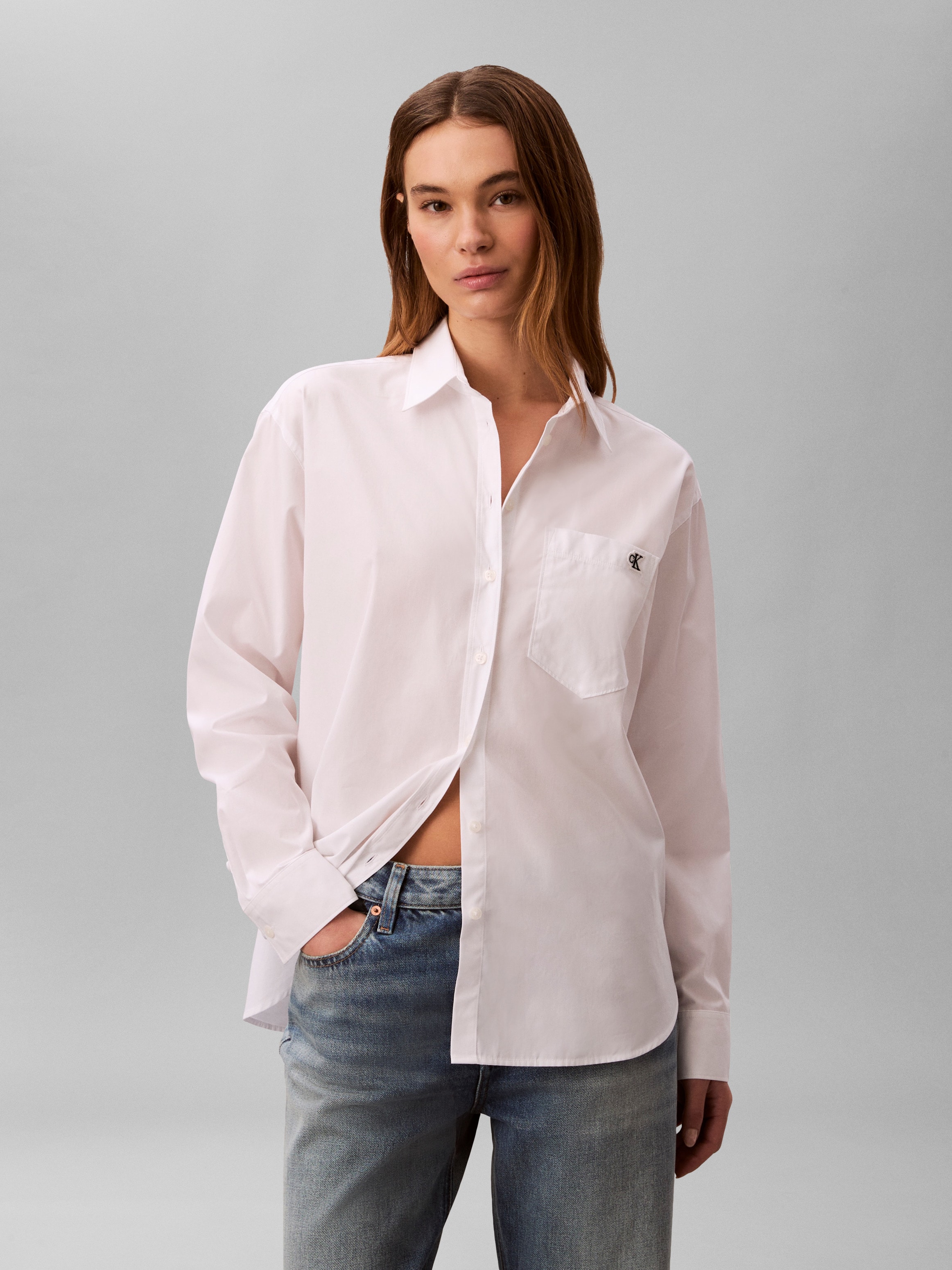 Calvin Klein Jeans Hemdbluse "COTTON POPLIN RELAXED SHIRT" Regular fit mit Brusttasche