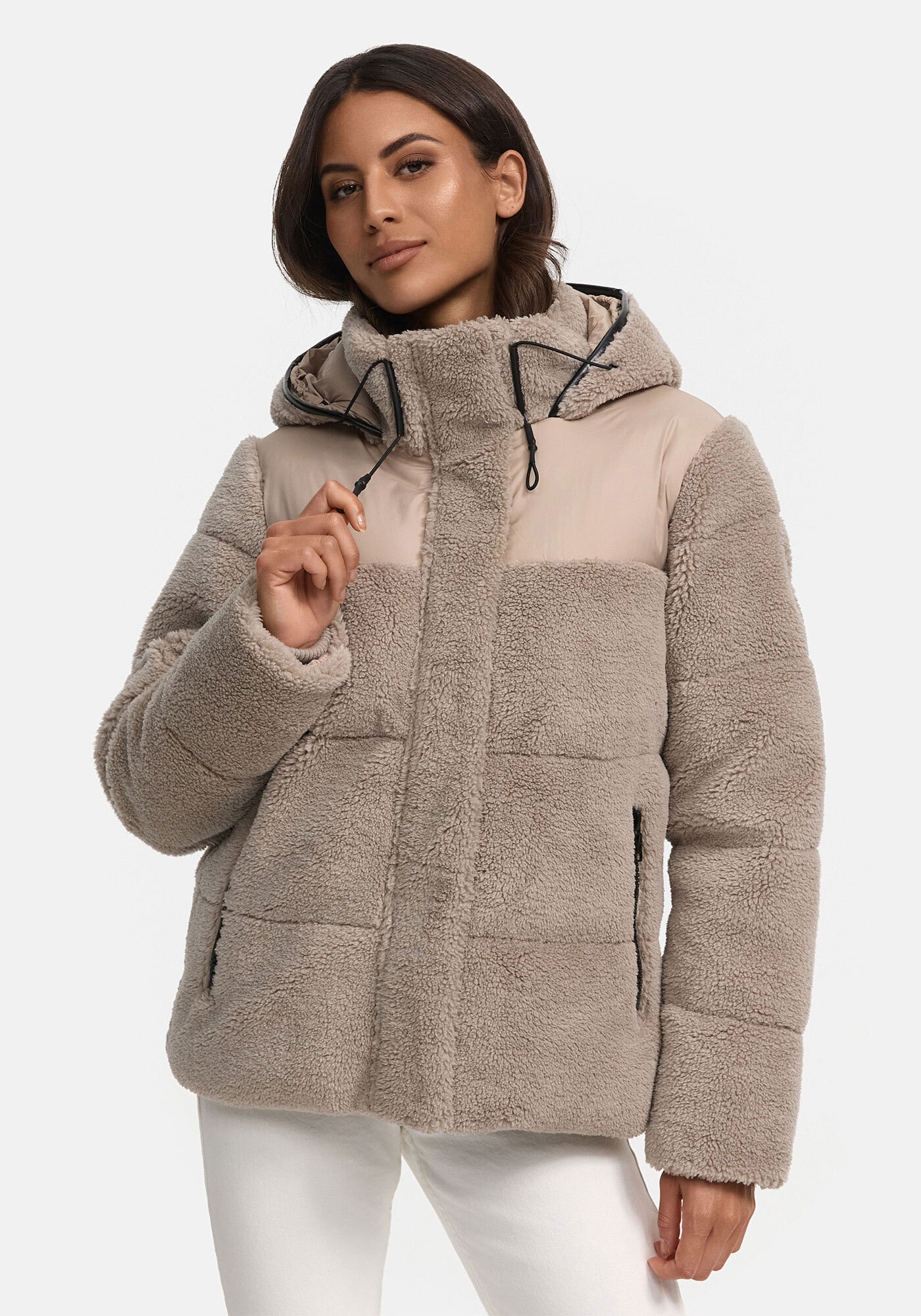 Marikoo Winterjacke "Kaguraa", warme Teddyfell Sherpa Jacke