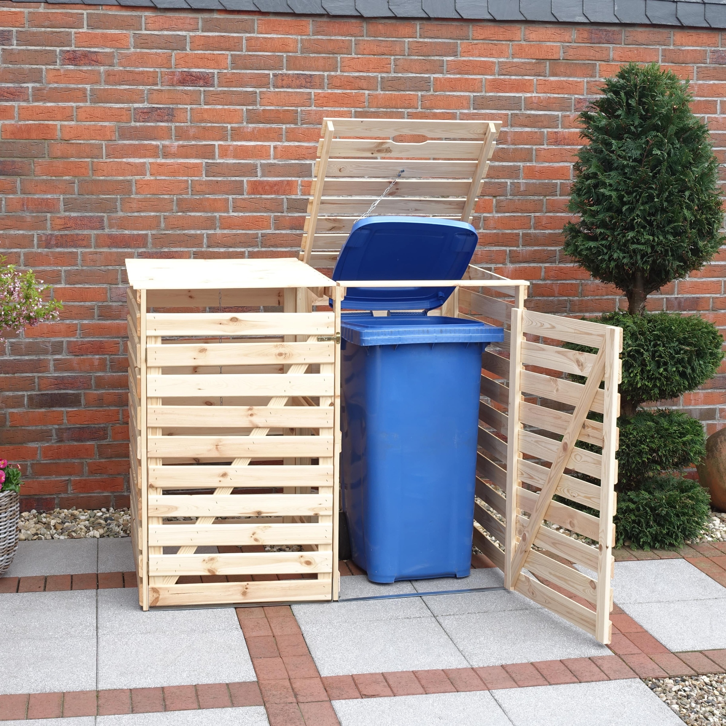 promadino Mülltonnenbox »Vario V«, für 2 x 240 l, holzfarben