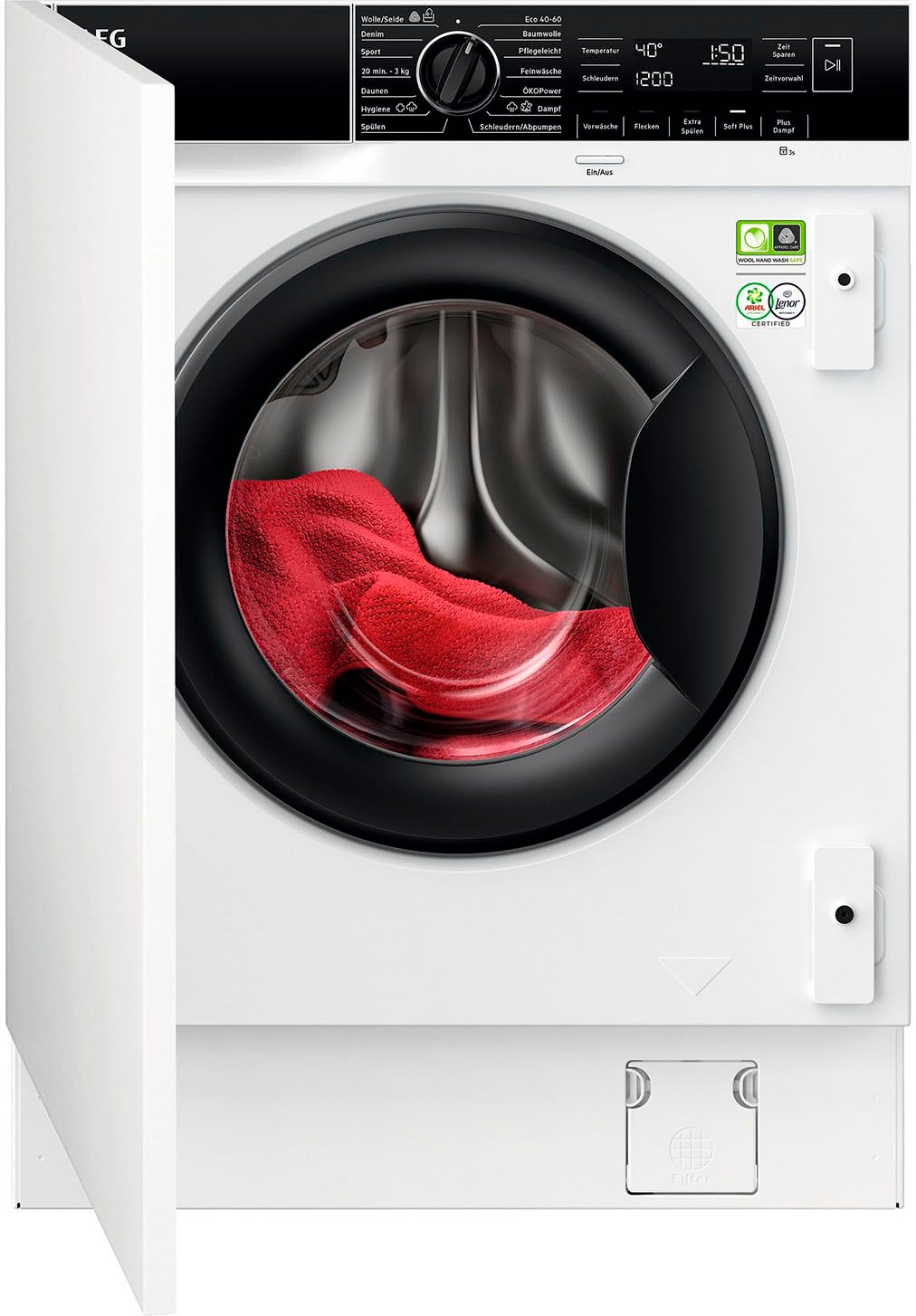 AEG Einbauwaschmaschine 8000 "LR8BI7480", 8 kg, 1400 U/min, PowerCare-Technologie