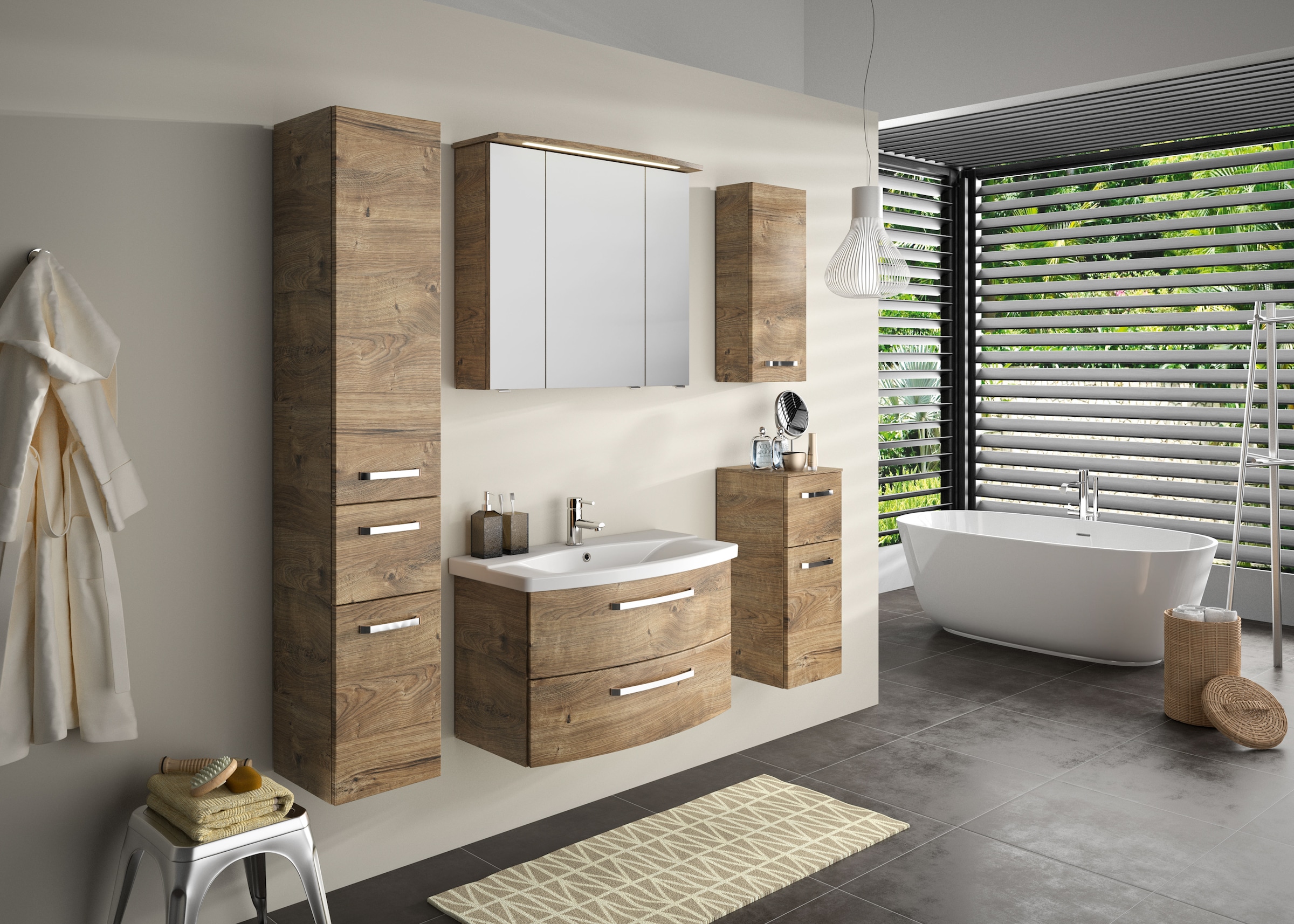 Saphir Hochschrank »Serie 4010 Badschrank 30 cm breit, mit 2 Türen und 1 Schublade«, 3 Glas-Einlegeböden, Badezimmer-Hochschrank inkl. Türdämpfer
