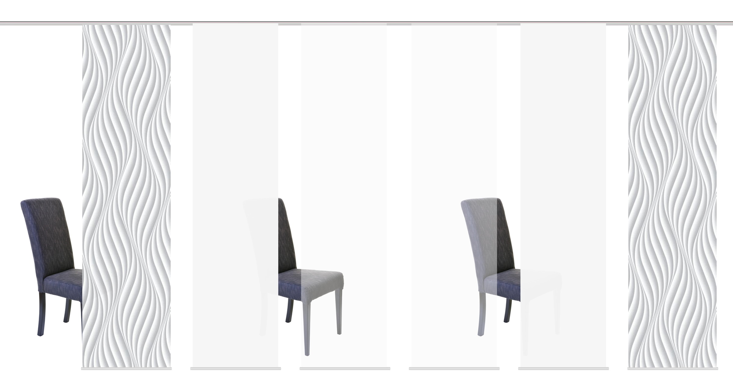 HOME WOHNIDEEN Schiebegardine "WAVES" Klettband 6 Stk. tlg. HxB: 245x60, in günstig online kaufen