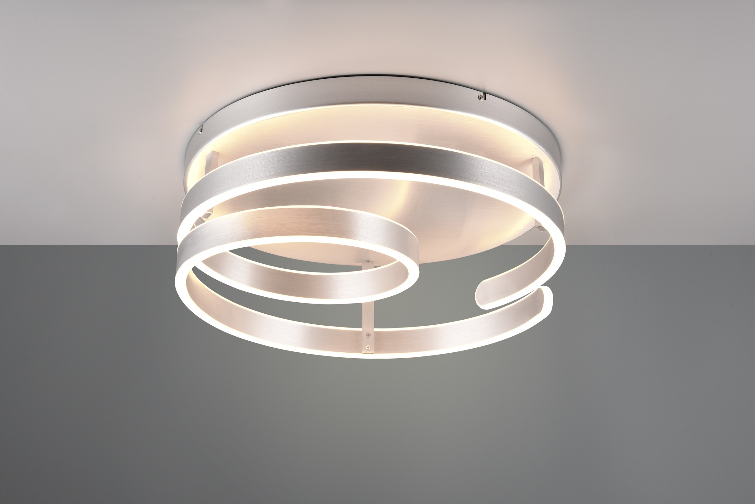 TRIO Leuchten LED Deckenleuchte »MARNIE, spiralförmige LED Deckenlampe indirektes Licht warmweiß 3000K«, 1 flammig, Leuchtmittel LED-Board | LED fest integriert, 6800 Lumen Ø 55cm 3 Stufen dimmbar über Wandschalter Wohnzimmer LED