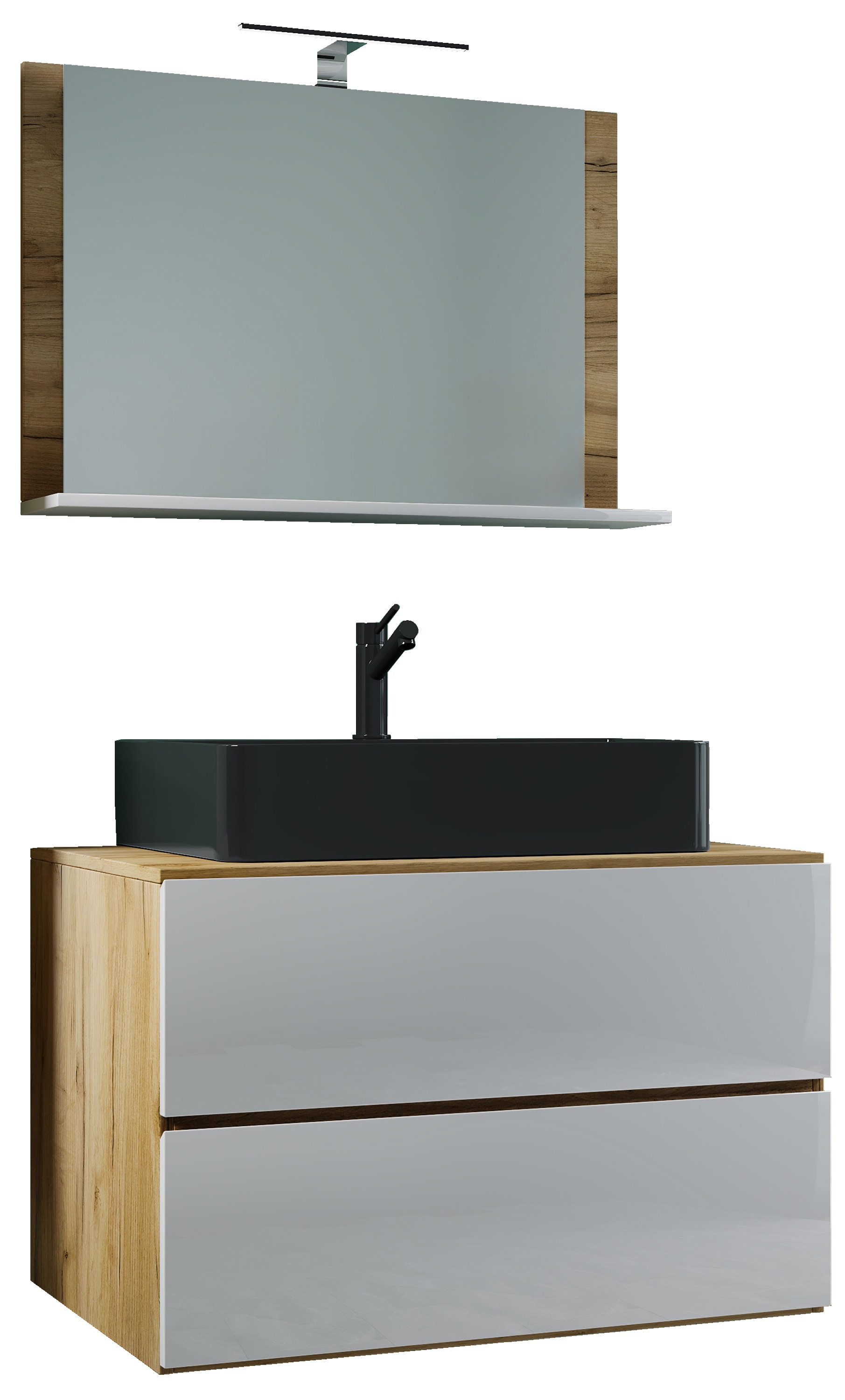 VCM Waschbeckenunterschrank »VCM 3-tlg. Waschplatz Waschtisch Badmöbel Set Waschbecken Lendas BL Breite 80 cm M Schublade«, (3 St.)