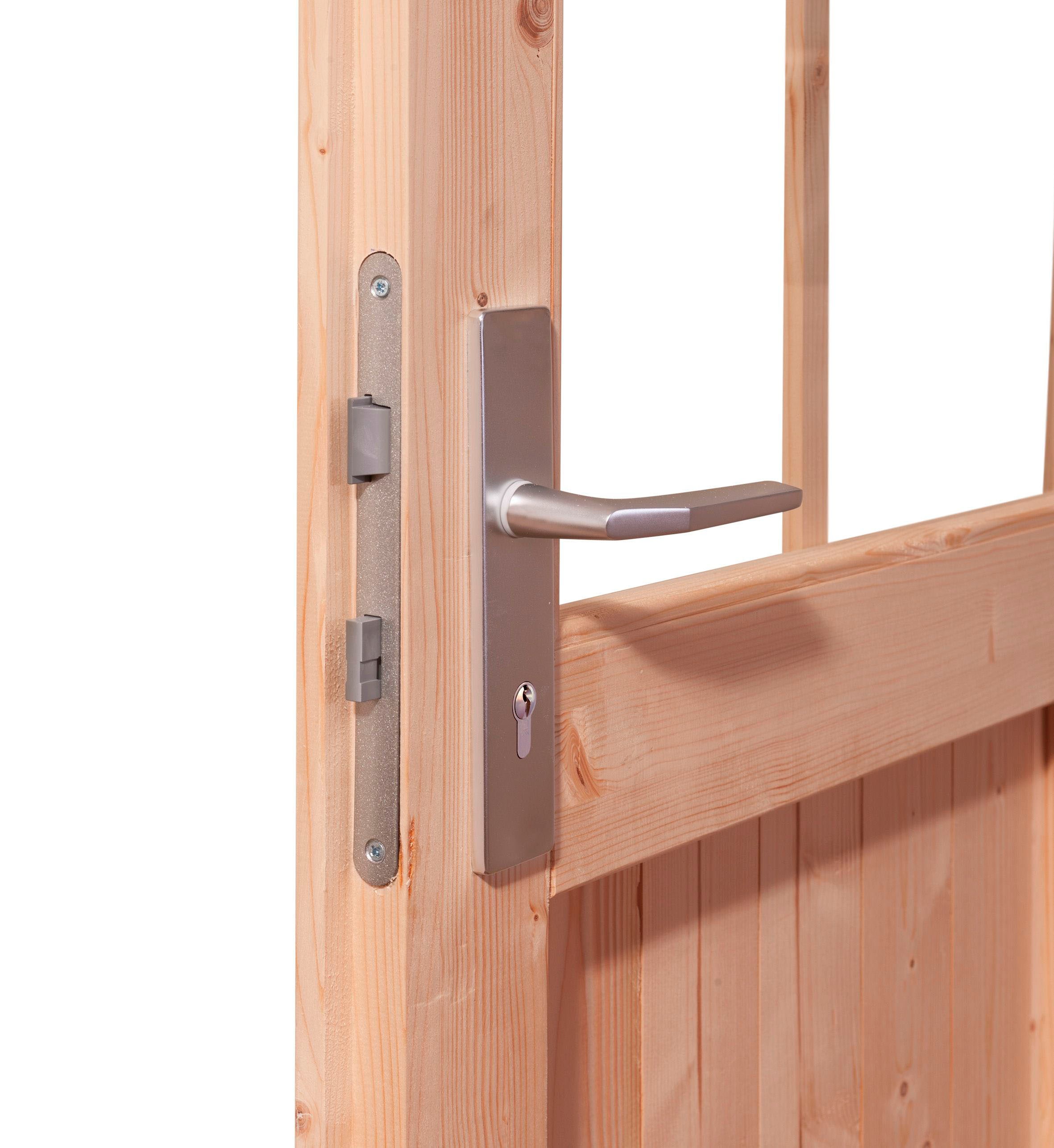 Karibu Gartenhaus »Rabensee 1«, (Set), mit Anbaudach 3,30 m, naturbelassen