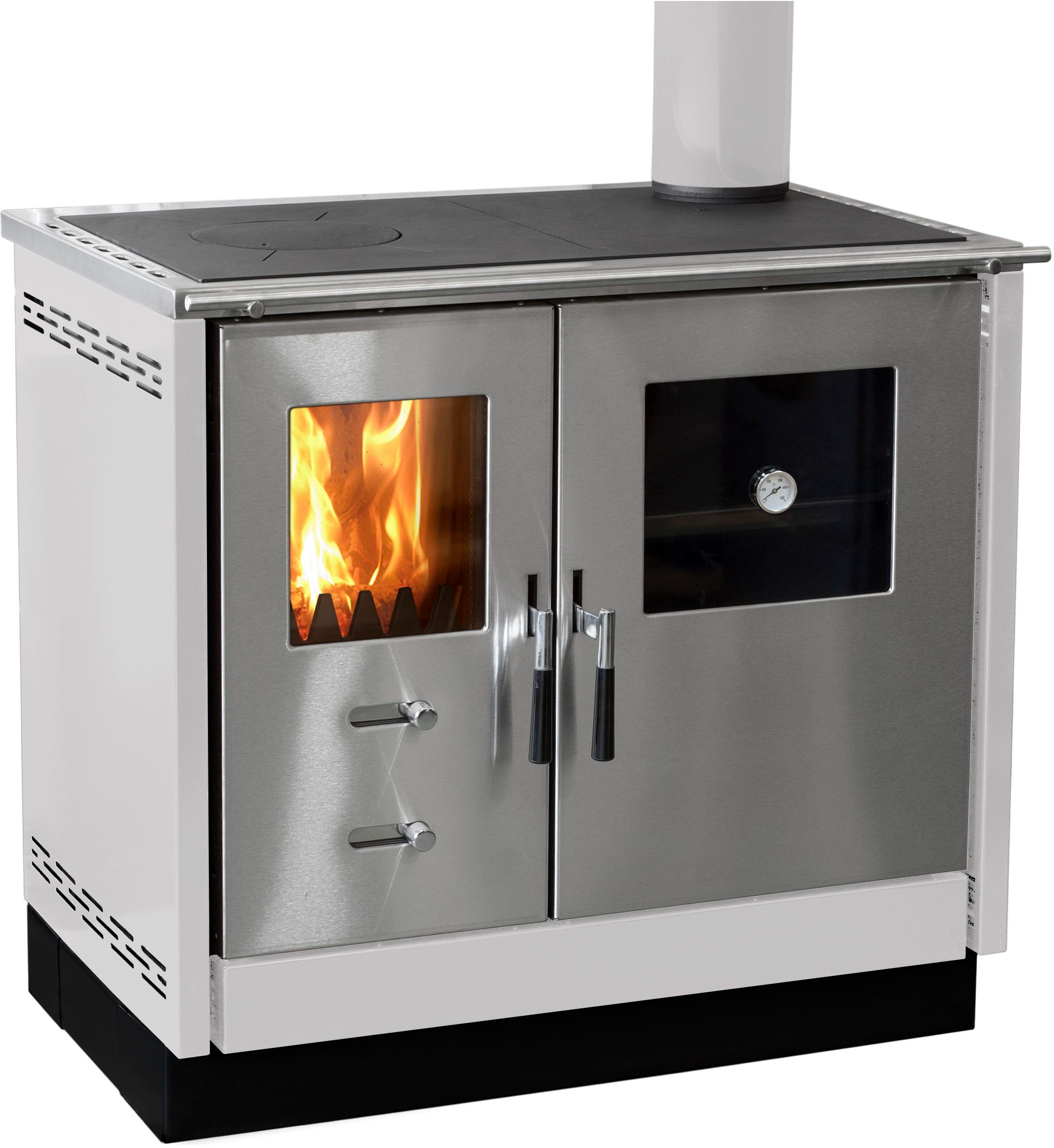Firefix Festbrennstoffherd ""MAAS" Heizen, Kochen & Backen, Backfach mit" Thermometer, Festbrennstoffherd, Holzherd, Ofenherd