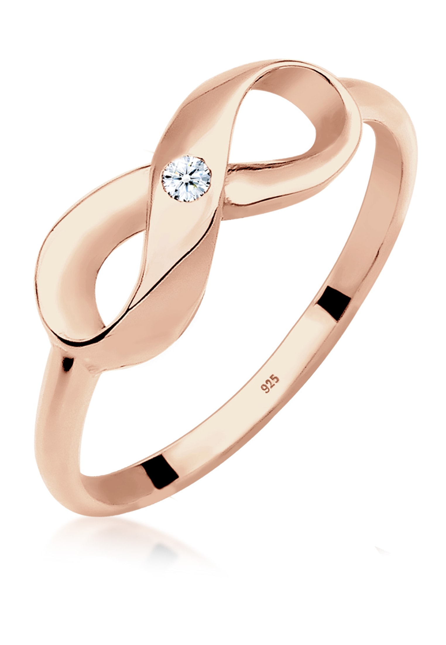 ELLI DIAMONDS Damen Verlobungsring "Ring Infinity Diamant Brillantschliff (0.03 ct) 925 Sterling Silber", 54, Silber 925 (Sterlingsilber), rosa,
