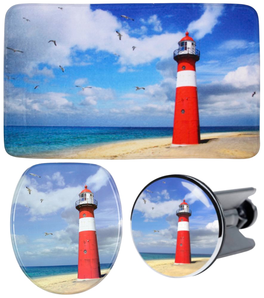 Sanilo Badaccessoire-Set "Leuchtturm" bestehend aus WC-Sitz, Badteppich und günstig online kaufen