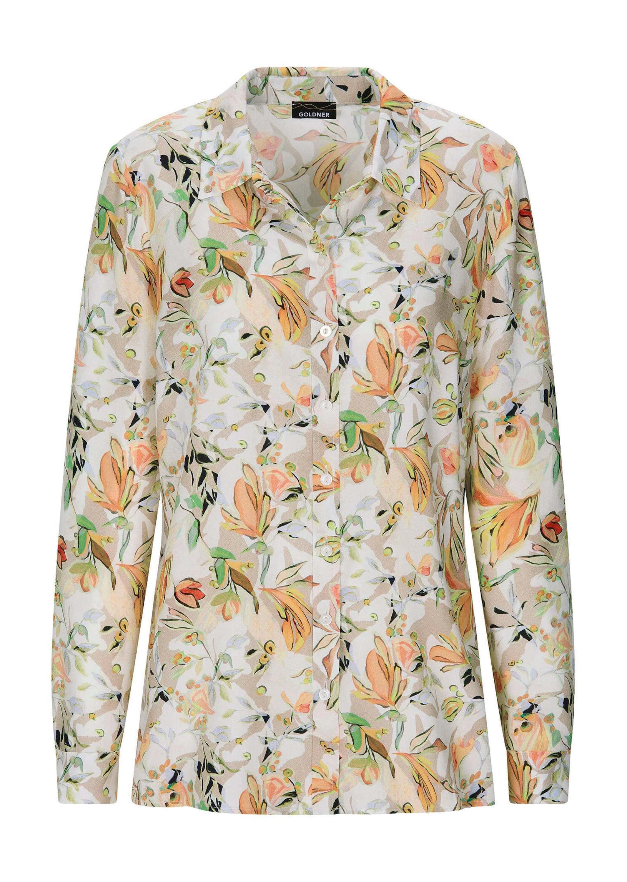 GOLDNER Hemdbluse "Kurzgröße Viskosebluse mit floralem Muster" Schlitze an günstig online kaufen