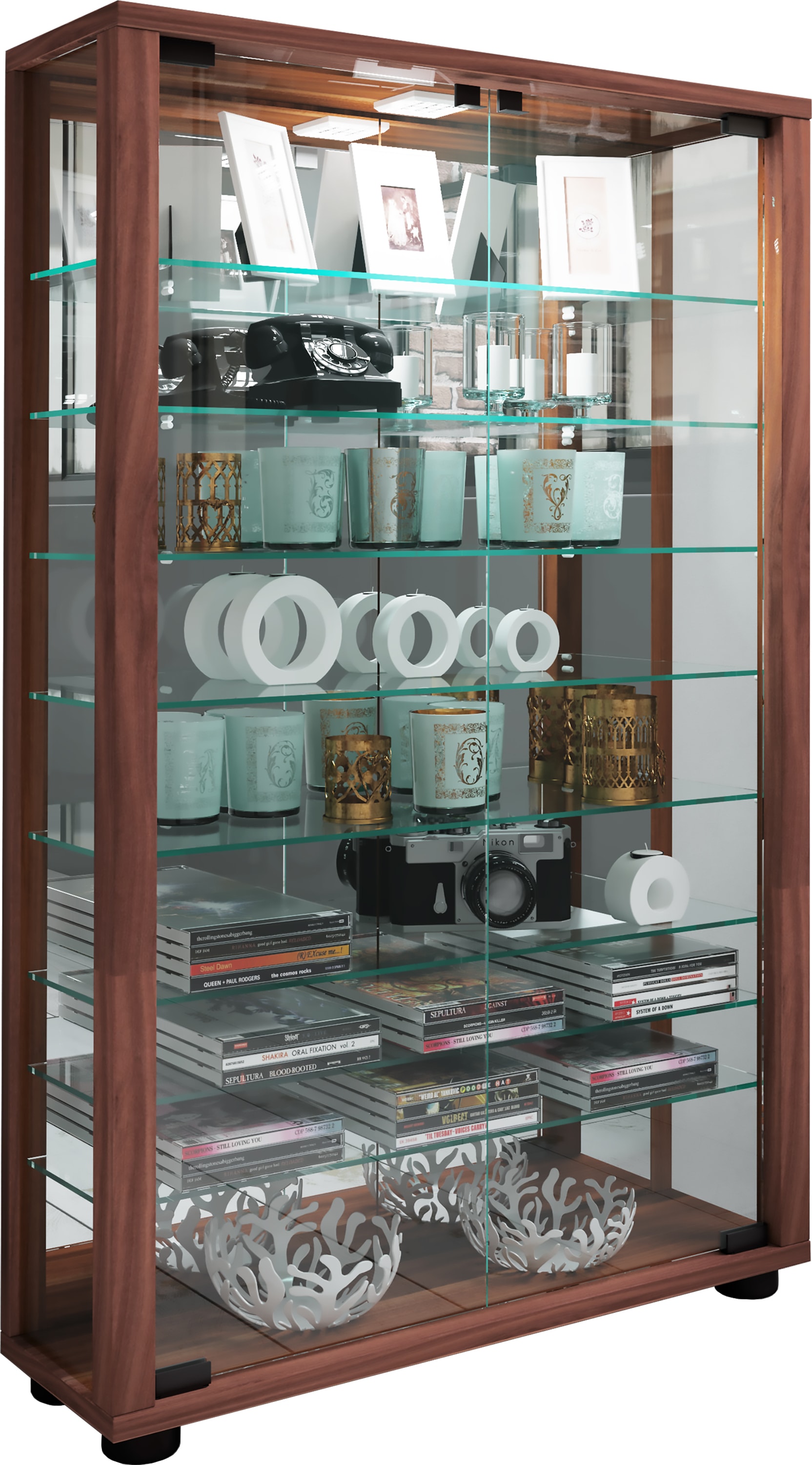 VCM Vitrine "VCM Glasvitrine stehend  Vitrine Glas mit ESG-Sicherheitsglas günstig online kaufen