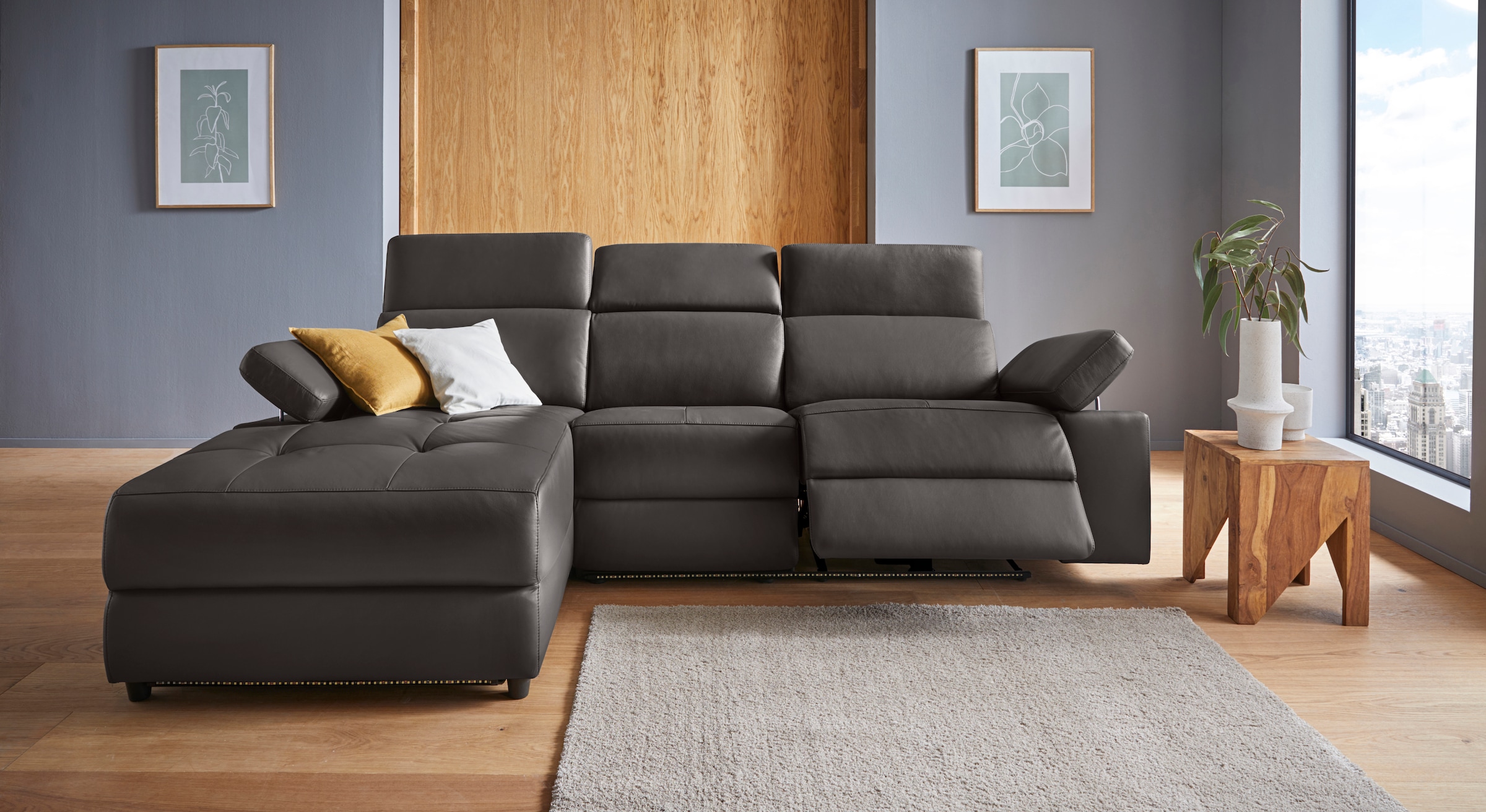 Places of Style Ecksofa »Kilado, L-Form,«, mit Relaxfunktion, verstellbarer Armlehne, Kopfteilverstellung