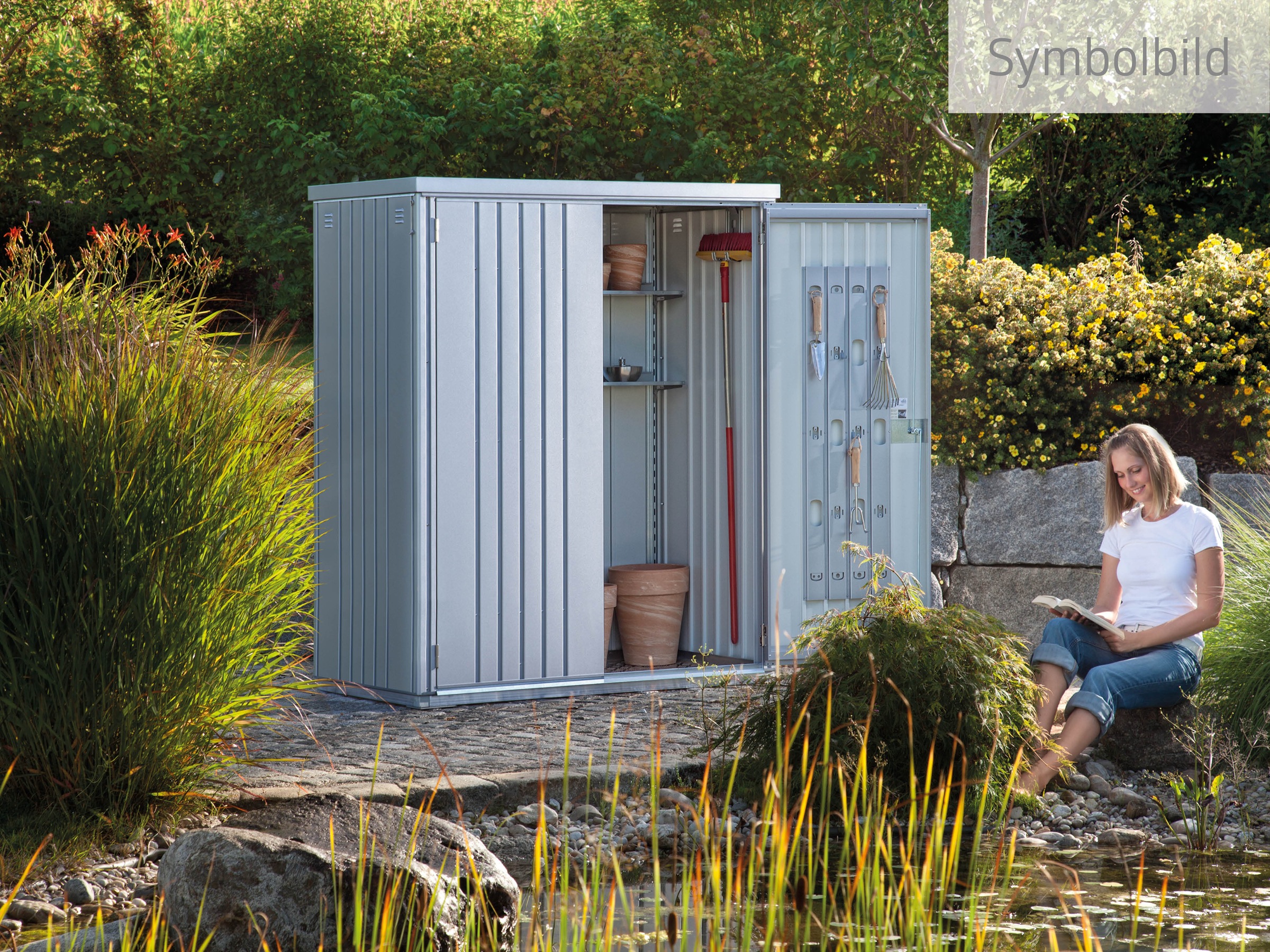 Biohort Garten-Geräteschrank »Gr. 150, verschiedene Farben«, aus Metall mit hohem Nutzwert
