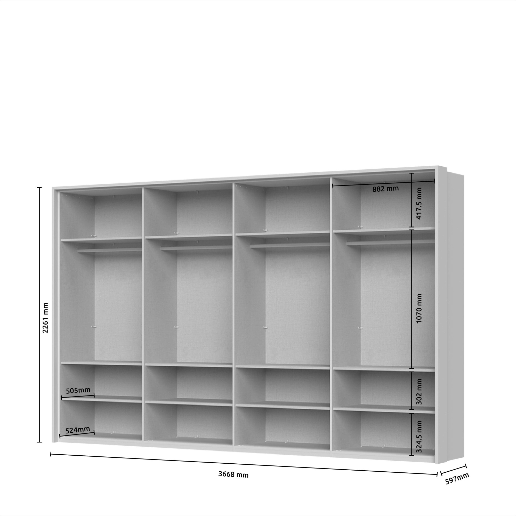 Places of Style Drehtürenschrank »Opera mit oder ohne Kranz inkl. LED-Bel.,B 227,272,317 oder 362 cm«, UV lackiert, Soft Close Funktion, Höhenverstellbare Füße