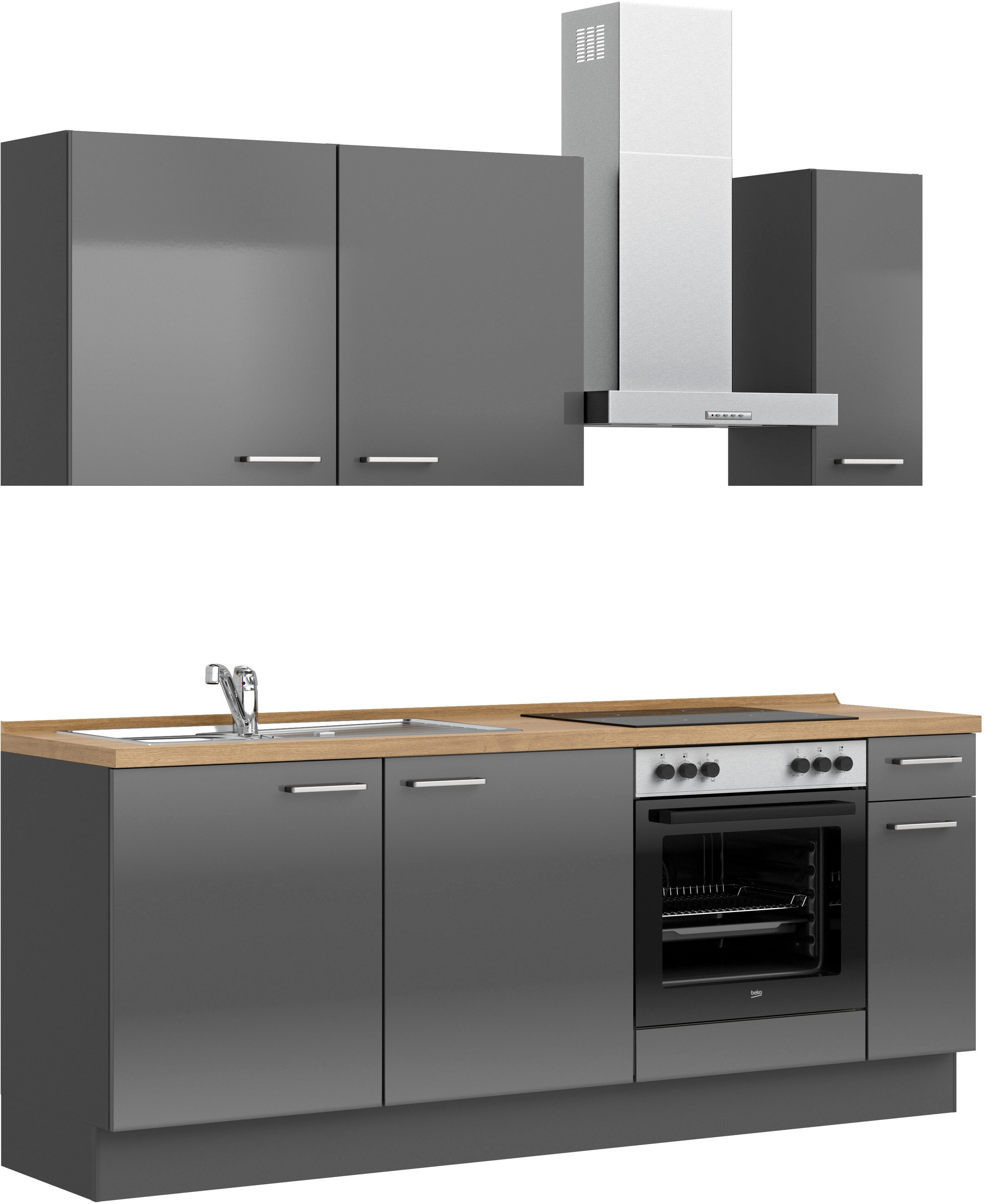 nobilia® Küchenzeile »"Flash I"«, vormontiert, Ausrichtung wählbar, Breite 210 cm, wahlw. mit E-Geräten