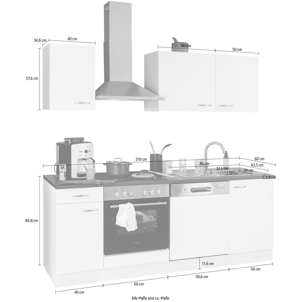 OPTIFIT Küchenzeile »Parare Breite 210 oder 270 cm«