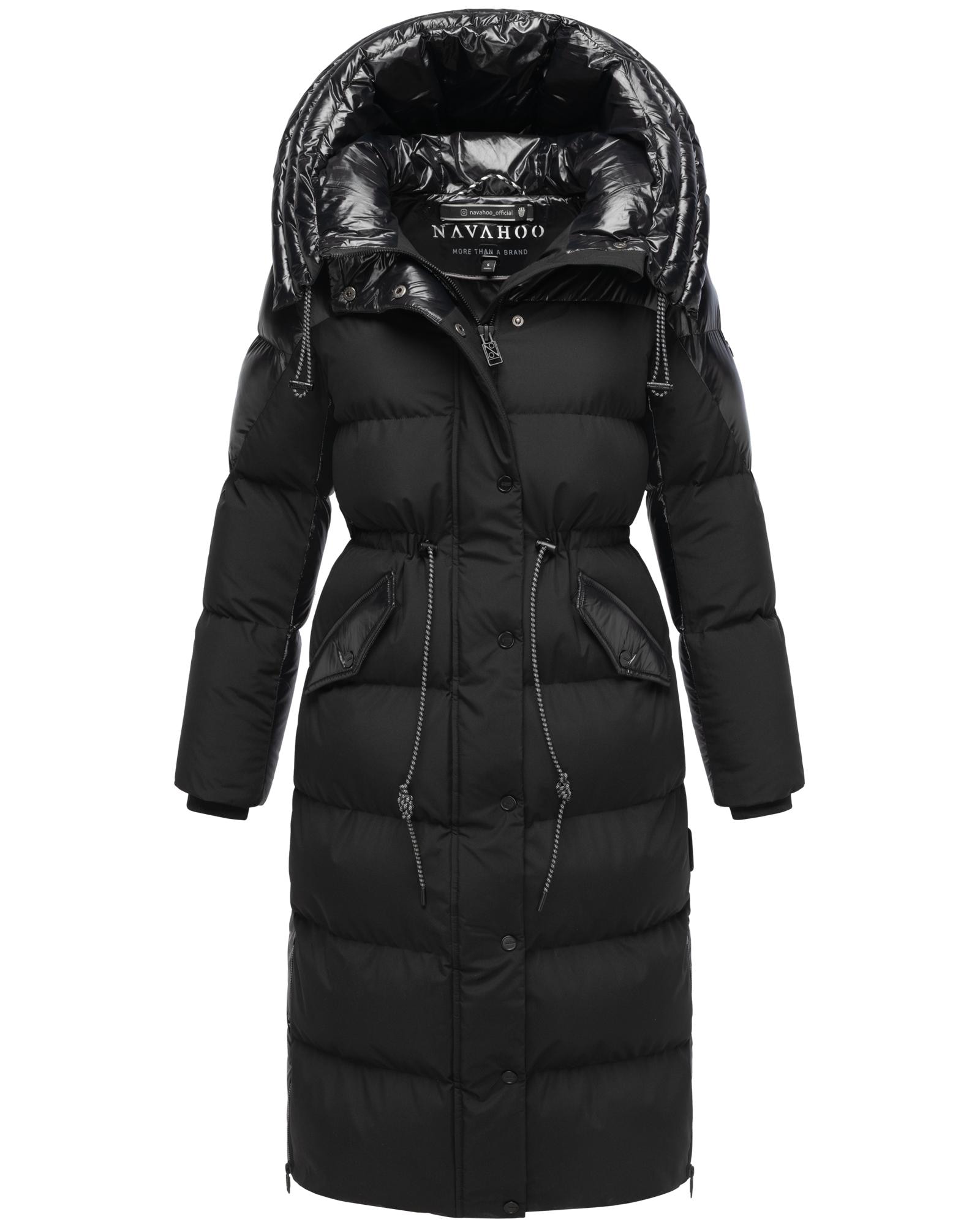 Navahoo Steppmantel »Knusperherz 14«, Langer gesteppter Damen Wintermantel mit Materialmix