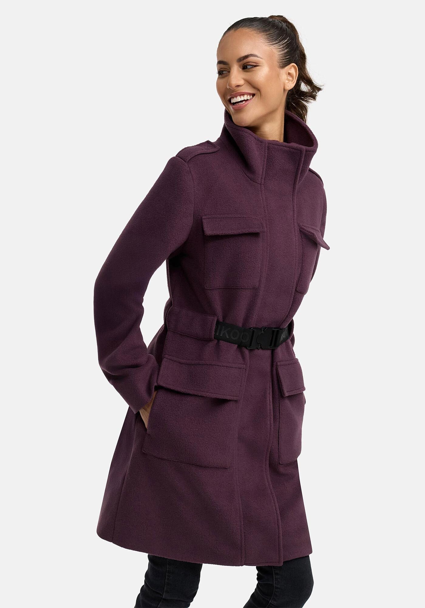 Marikoo Kurzmantel »Tanokoo«, Eleganter Übergangsmantel mit großen Taschen und Stretch-Gürtel