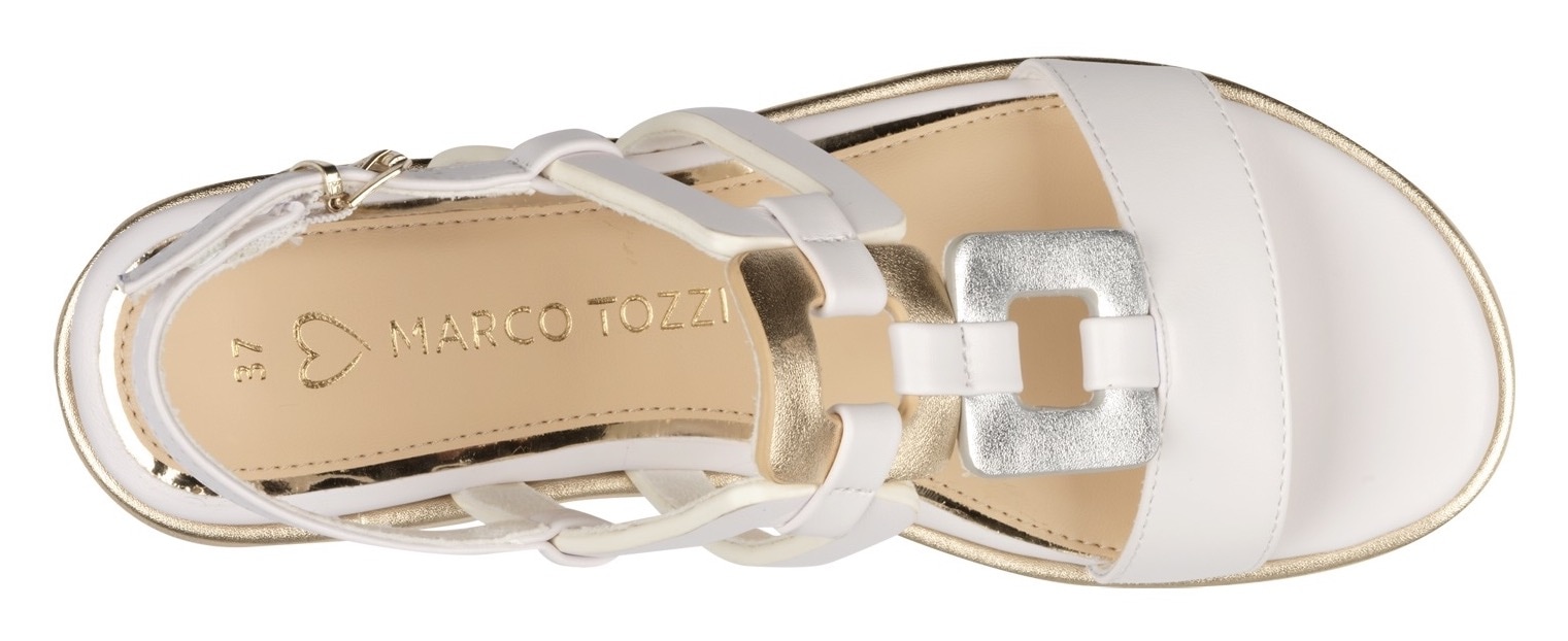 MARCO TOZZI Sandalette, Blockabsatz, Sommerschuh, Riemchensandale im Metallic-Look