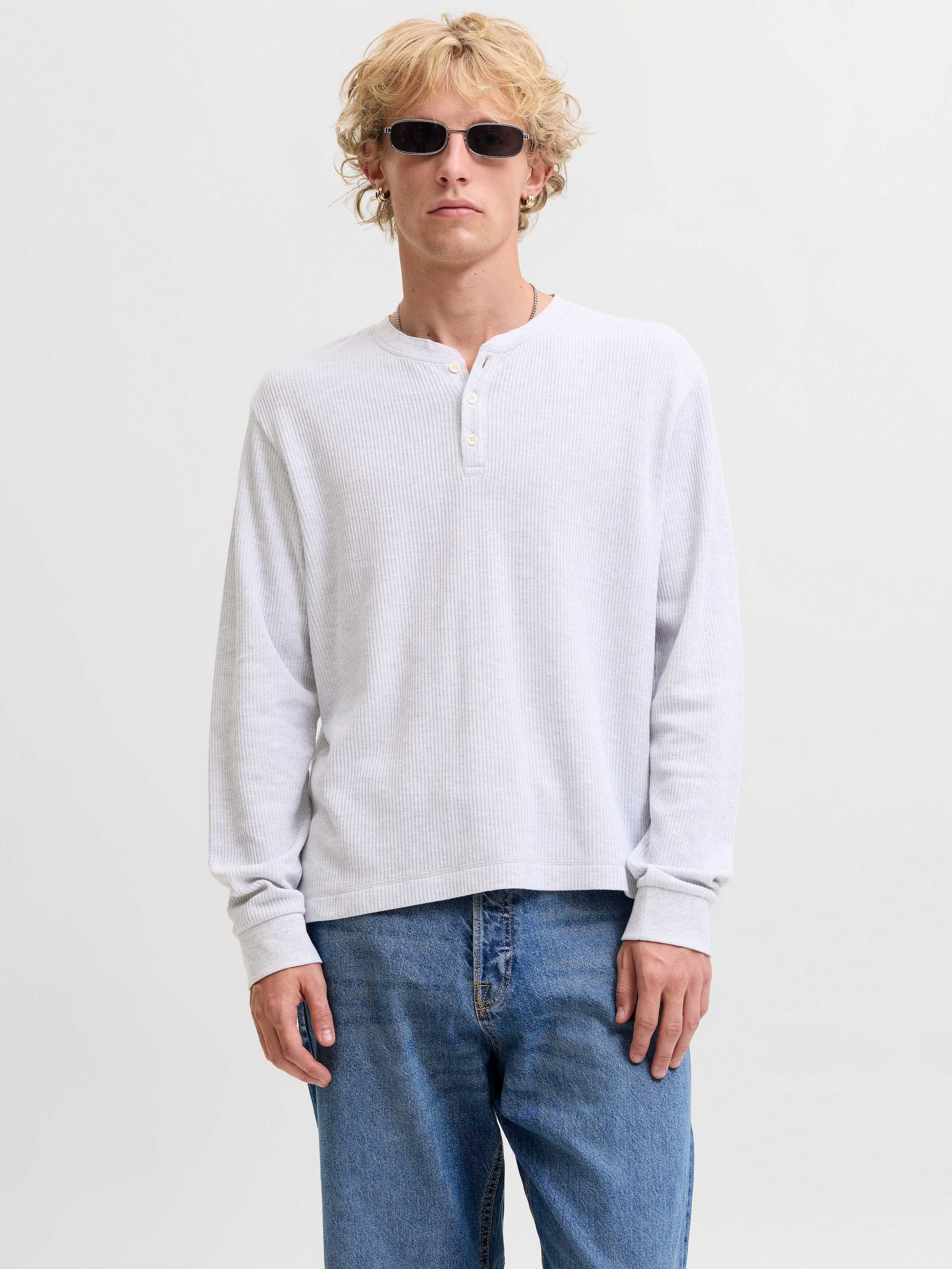 Jack & Jones »JORCHAMBERI HENLEY LS TEE« Baumwollmischung, regular fit