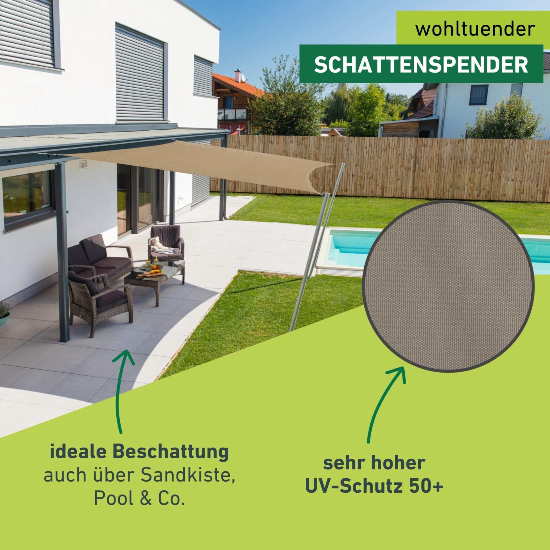 Windhager Sonnensegel »Cannes, Quadrat Segel zur Beschattung von Garten, Terrasse, Balkon« Sonnenschutz 4 x 4 m, erhältlich in anthrazit, grau, taupe oder weiß