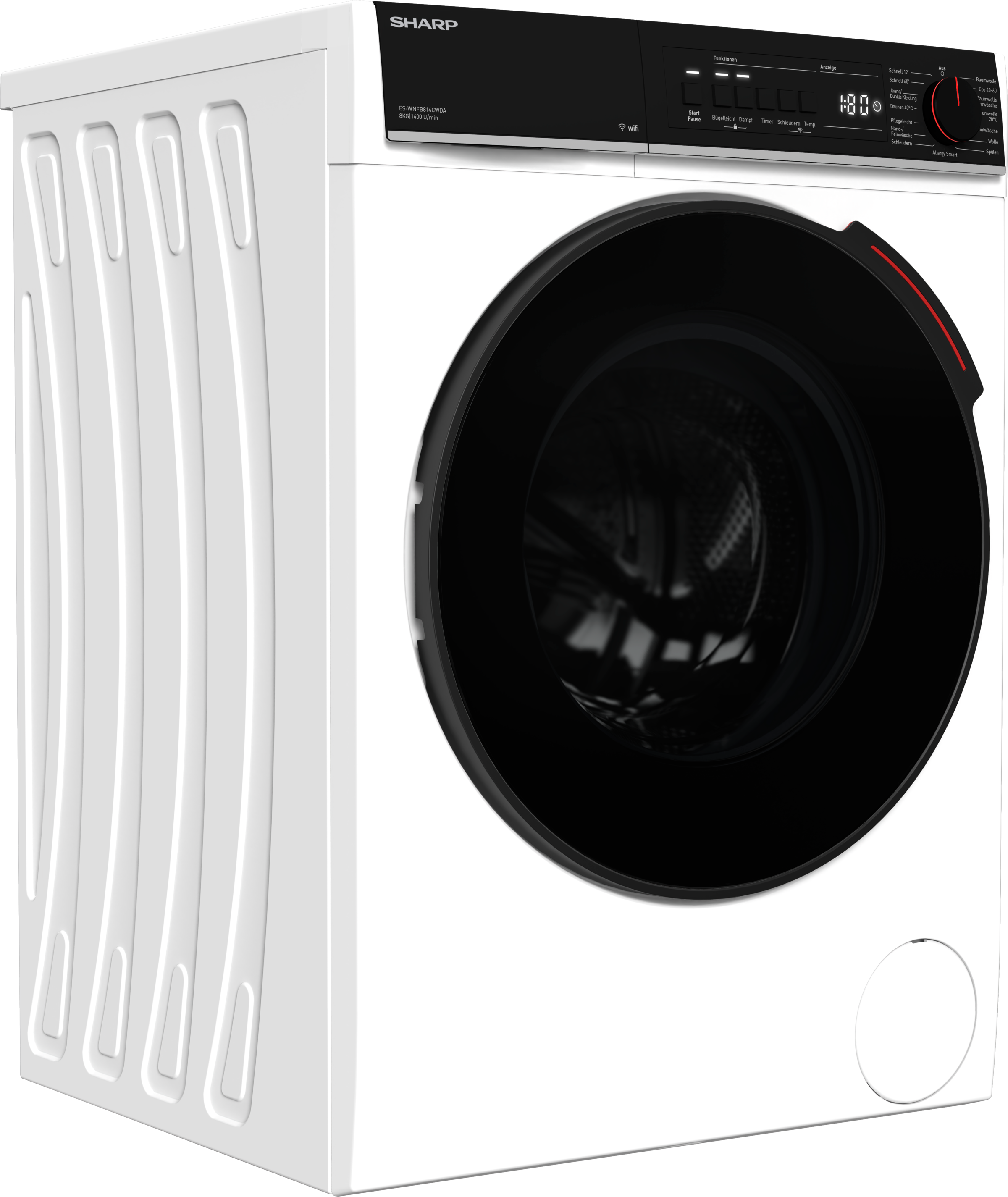 Sharp Waschmaschine »ES-WNFB814CWDA-DE« 8 kg 1400 U/min 20 % unter dem Grenzwert der Energieeffizienzklasse A