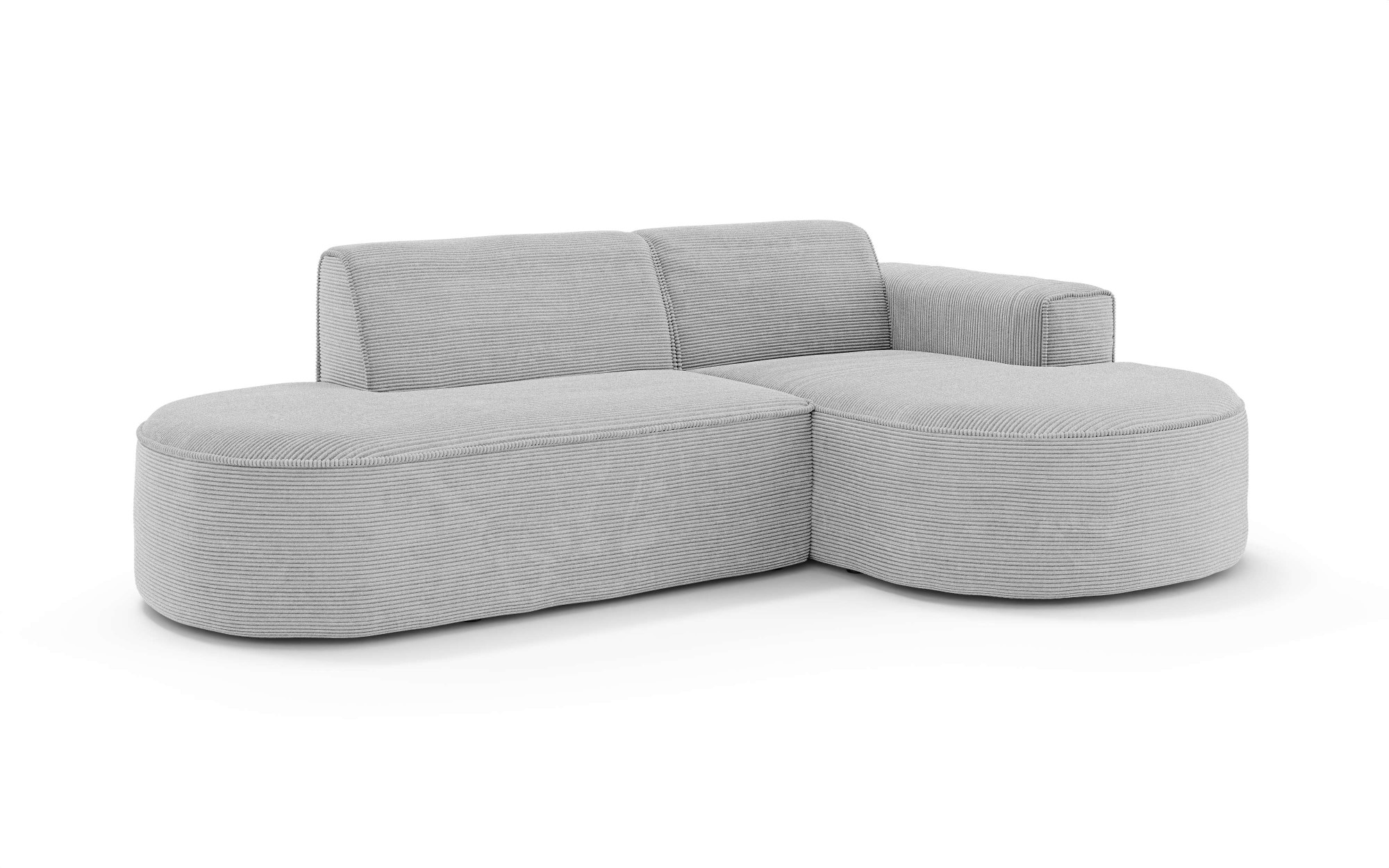 OTTO home Ecksofa »ADELLA XL Design-Sofa mit Recamiere rechts/links, 263/159/76 cm« L-Form XL mit Wellenunterfederung, runde Form, auch in Cord