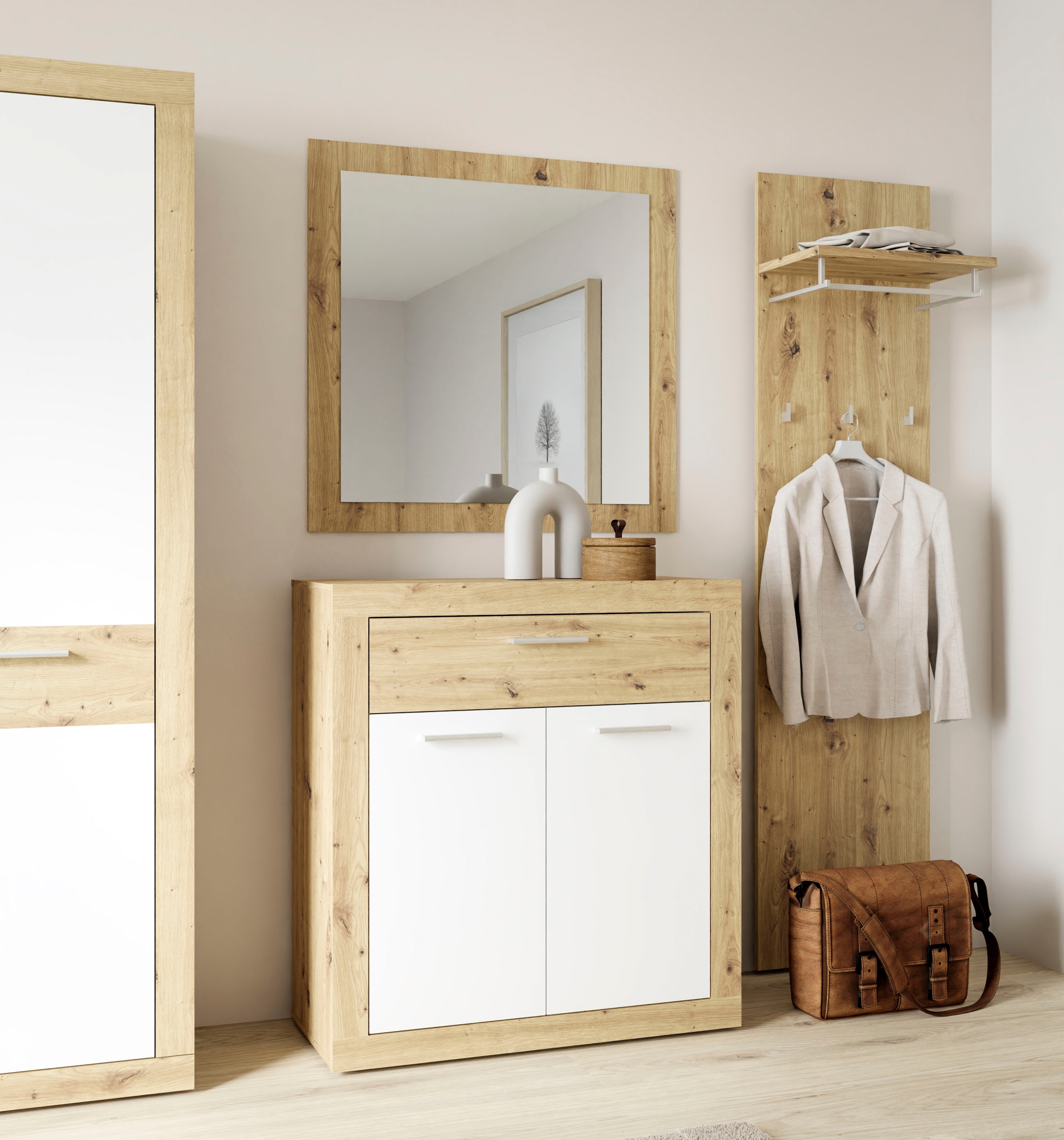 FORTE Garderobenspiegel "Baccio" Spiegel, Rahmenoptik, Artisan Eiche günstig online kaufen