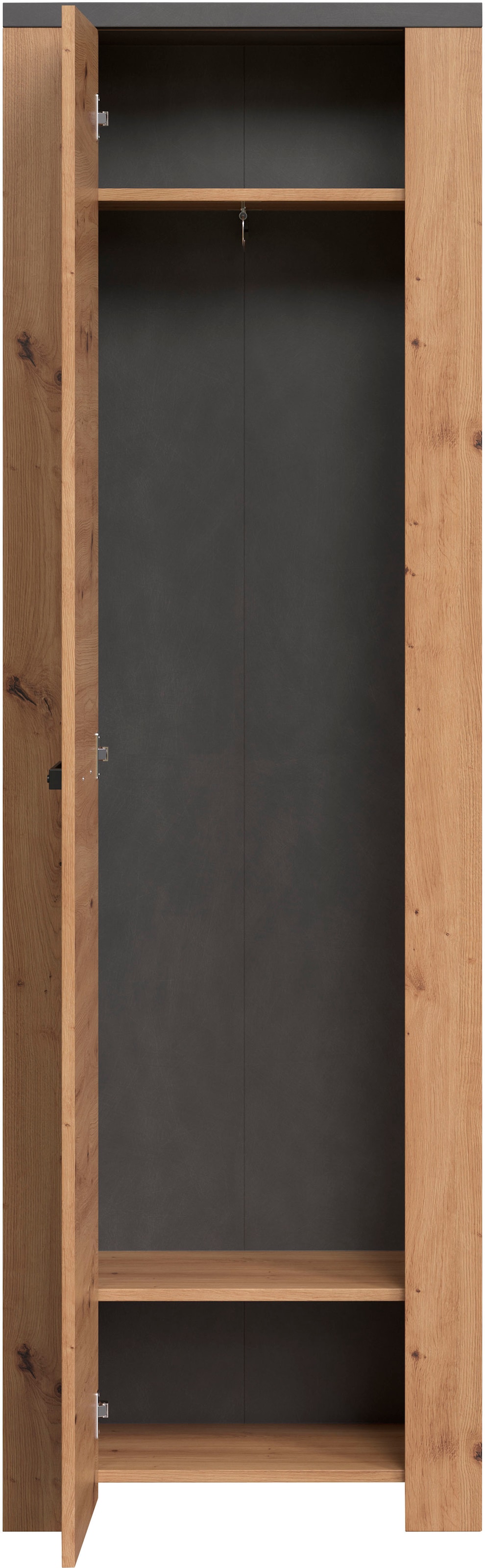 Home affaire Hochschrank »Ambres«, (1 St.), matte Echtholzoptik, ca. 62 cm breit, ausziehbare Kleiderstange