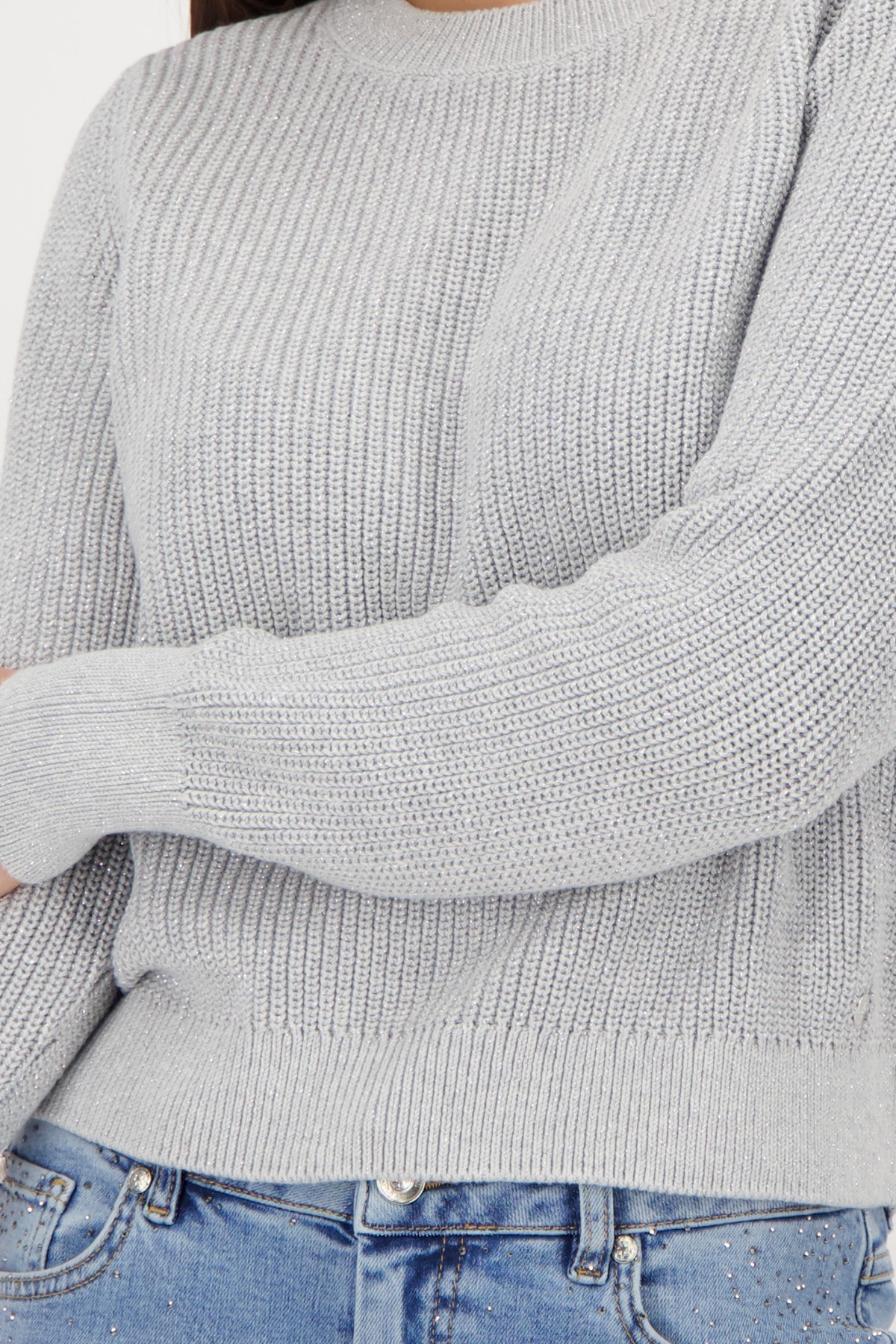 Monari Strickpullover »Pullover Basic Lurex«, Mit Rundhalsausschnitt