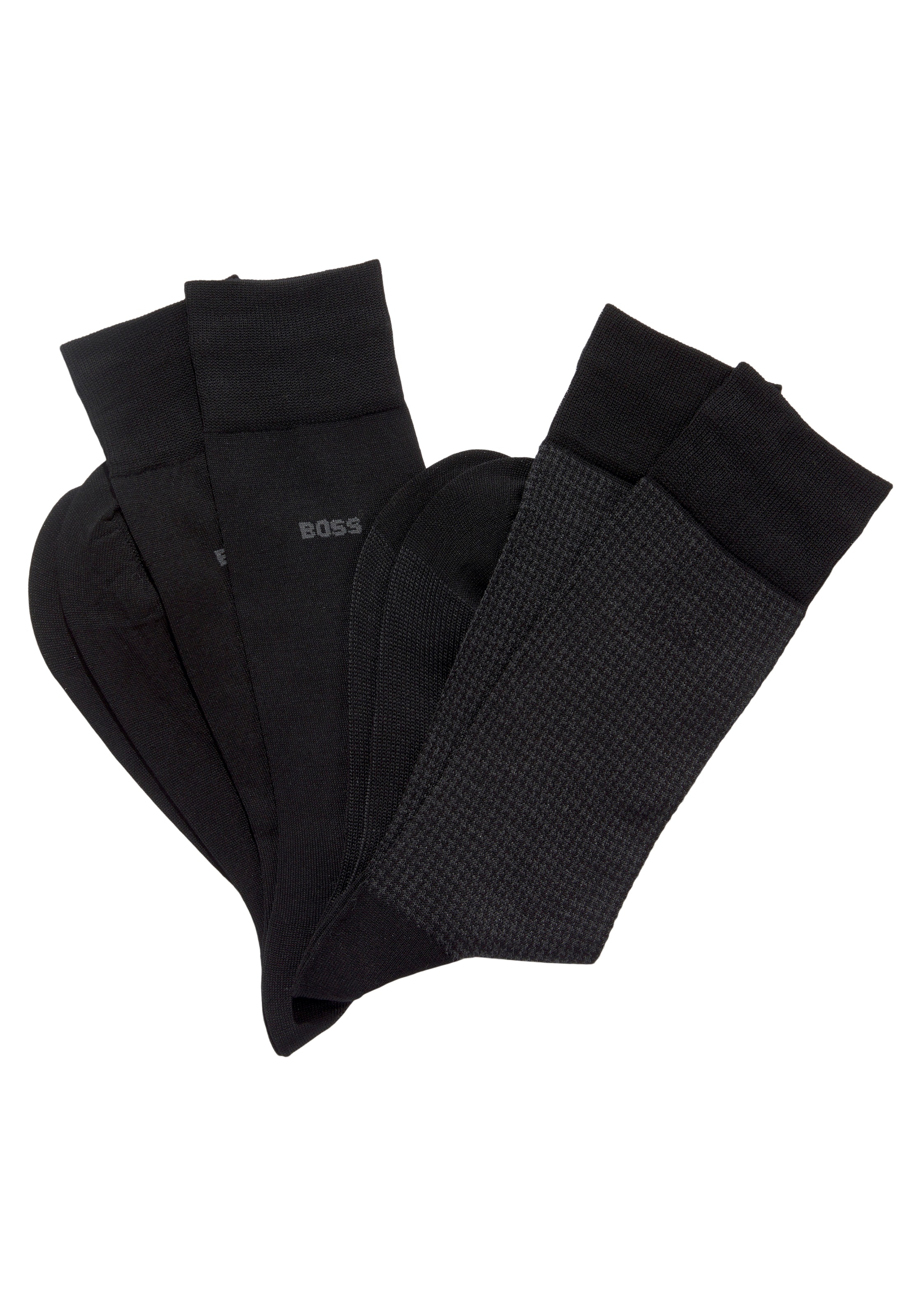 BOSS Socken "2P Houndstooth MC", (Packung, 2 Paar, 2er Pack), mit eingesticktem Markenlogo