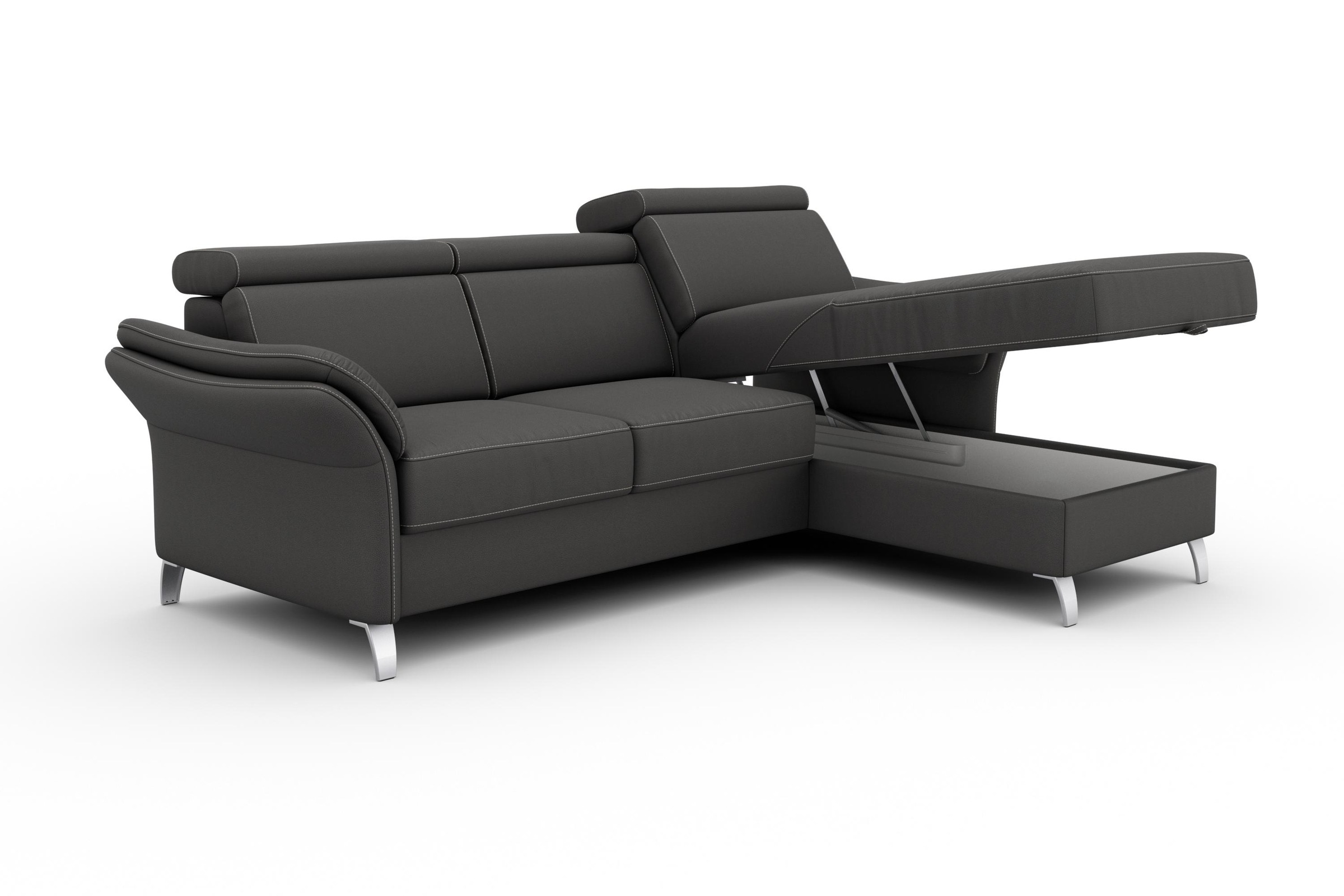 sit&more Ecksofa »Vincenzo L-Form«, inklusive Kopfteilverstellung, wahlweise mit Bettfunktion, Bettkasten
