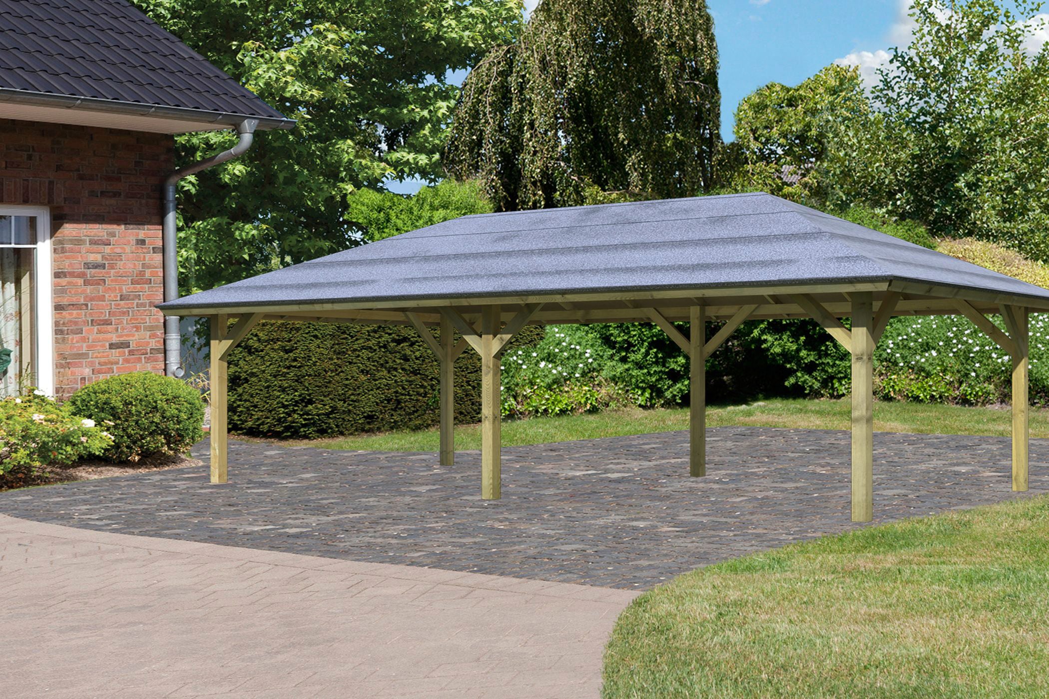 Karibu Pavillon »Kirn 3«, (Set), BxTxH: 431x778x315 cm, mit H-Pfostenanker