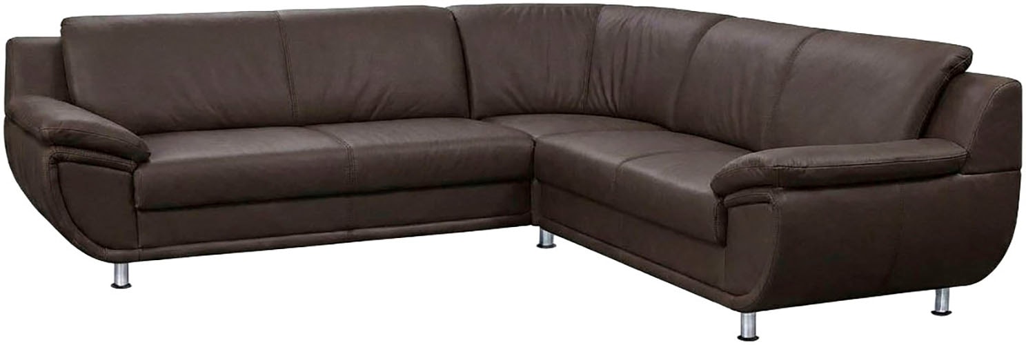 TRENDMANUFAKTUR Ecksofa "Rondo wahlweise mit Schlaffunktion, bequeme Armlehnen" L-Form, wahlw.mit Federkern, Füße chromfarben, Unser Dauertiefpreis