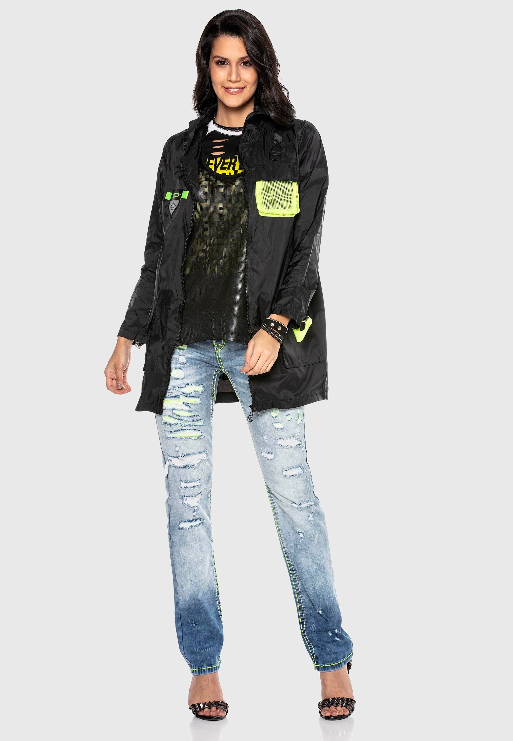 Cipo & Baxx Regenjacke »Mäntel« mit Kapuze im modernen Look