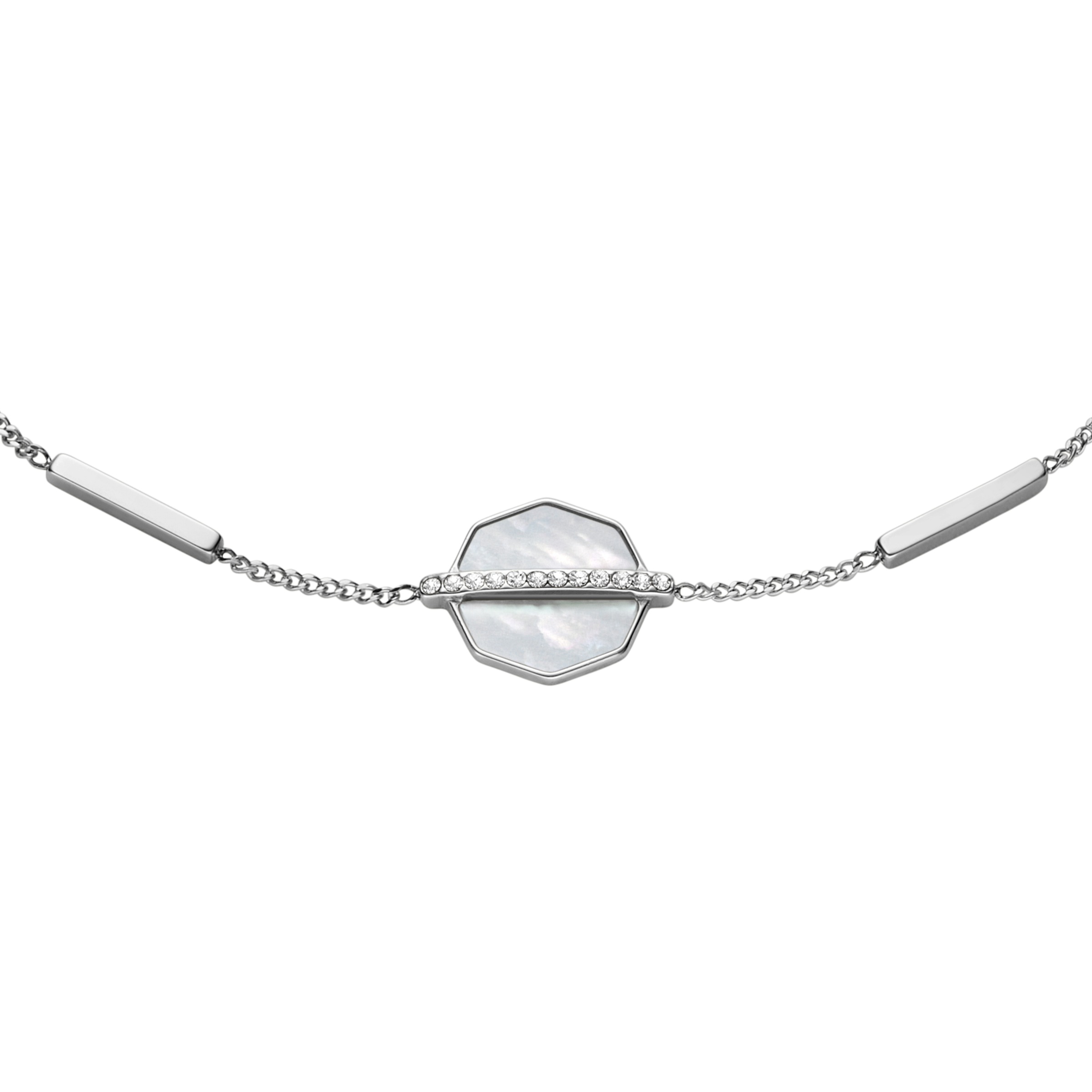 Fossil Armband »Schmuck Geschenk Edelstahl JEWELRY«, mit Glasstein - mit Perlmutt