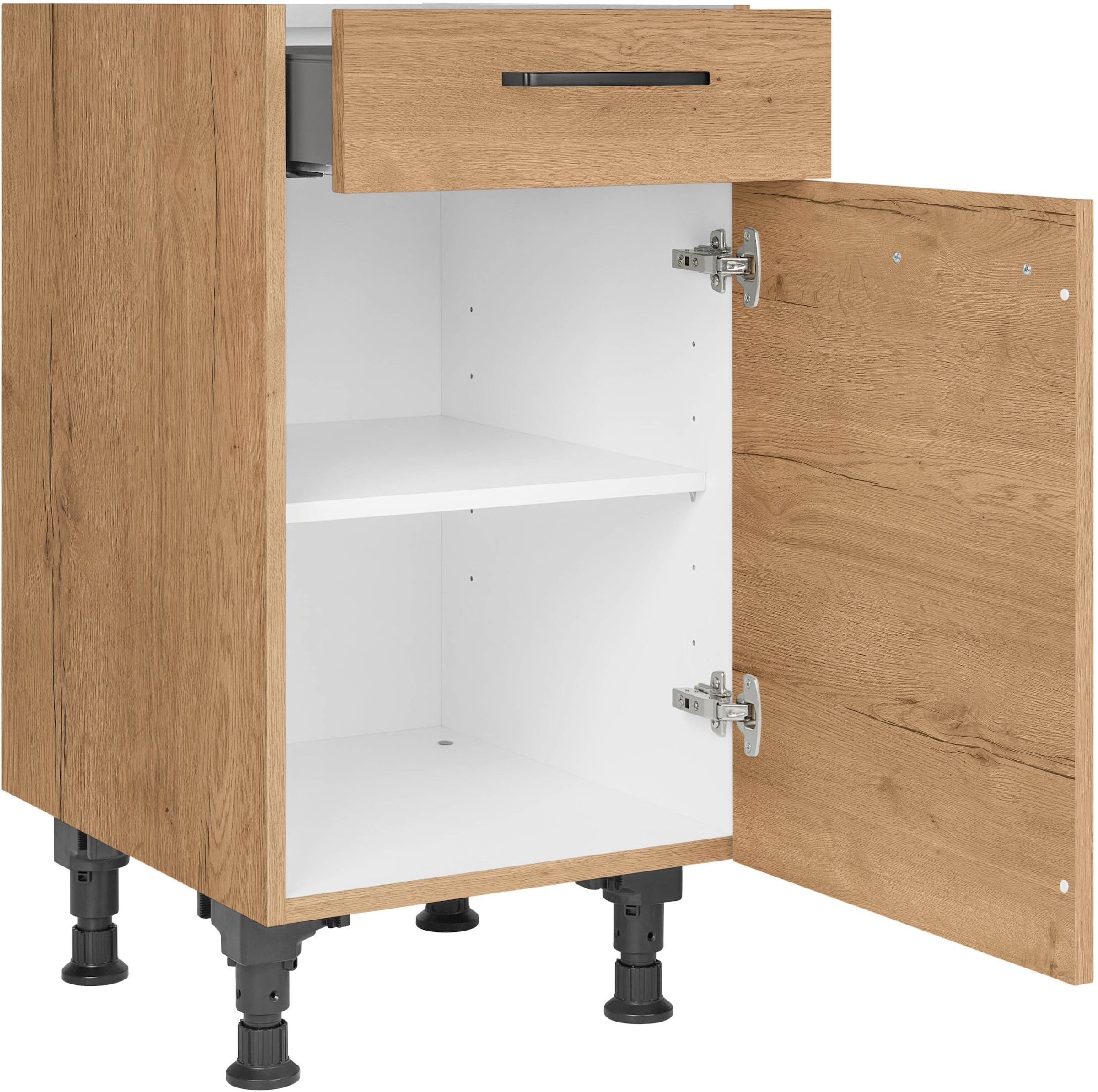 nobilia® Unterschrank »"Structura", Ausrichtung wählbar, vormont., in den Breiten 30, 45 und«, 60 cm Breite, mit höhenverstellbaren Sockelfüßen, vormontiert