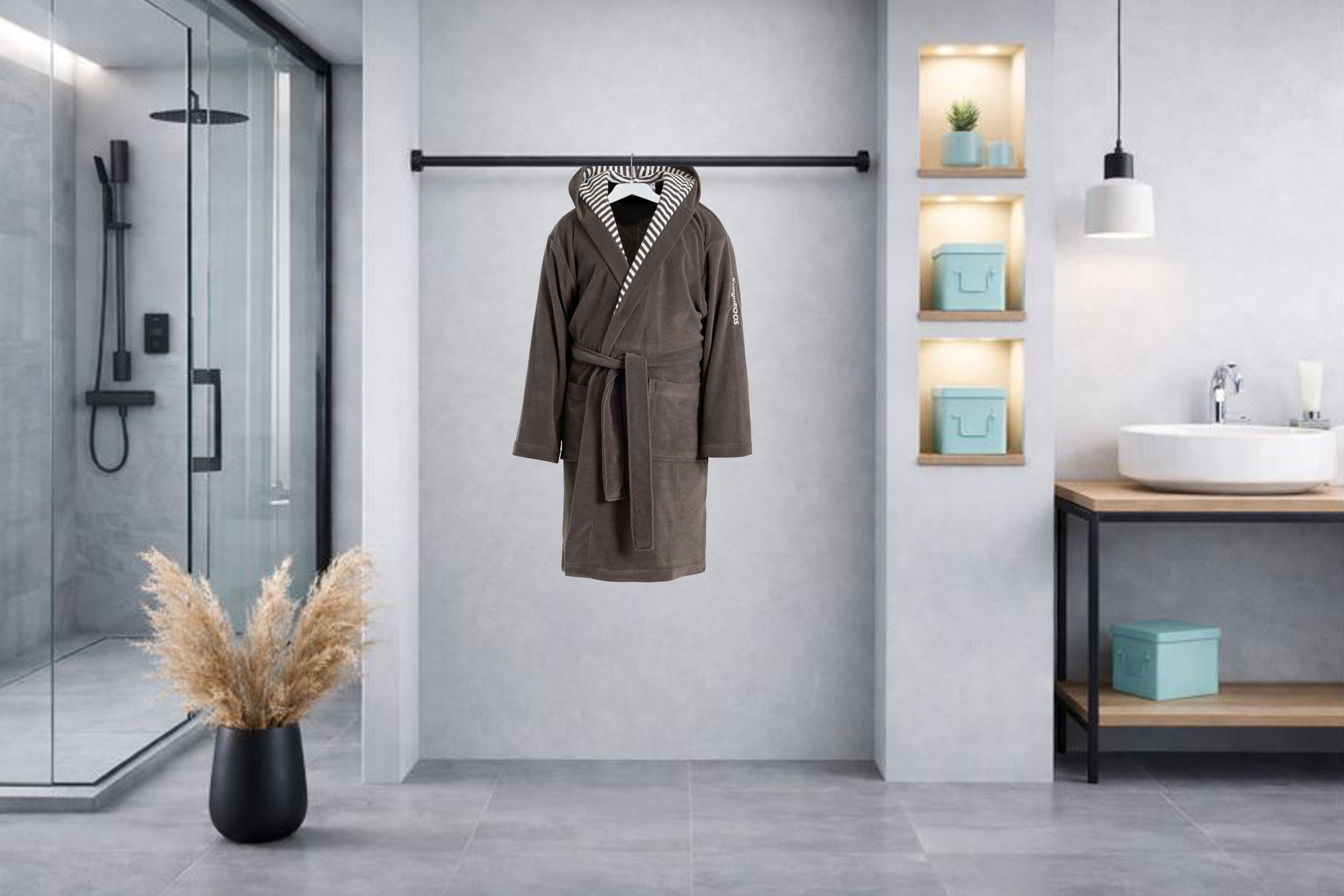 KangaROOS Kinderbademantel »Dalia, Ideal für Zuhause, Schwimmbad oder im Urlaub« 1 Stk. Uni-Farben mit Streifen