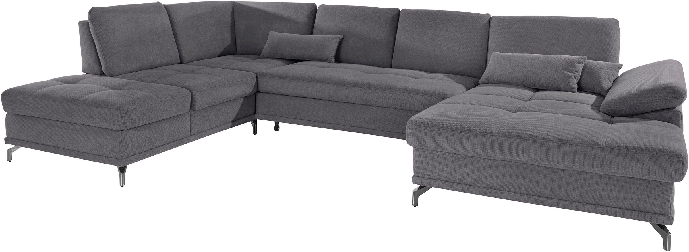 Places of Style Wohnlandschaft »Costello U-Form, mit Sitztiefenverstellung, Armteilverstellung und«, 3 Nierenkissen, optional Bettfunktion und Bettkasten