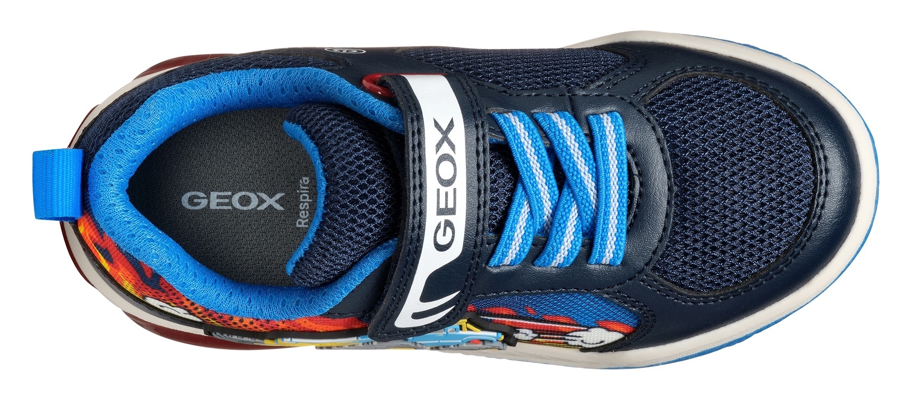 Geox Sneaker »J INEK BOY Blinkschuh«, Kindergartenschuh, Klettschuh mit Fahrzeug Motiv