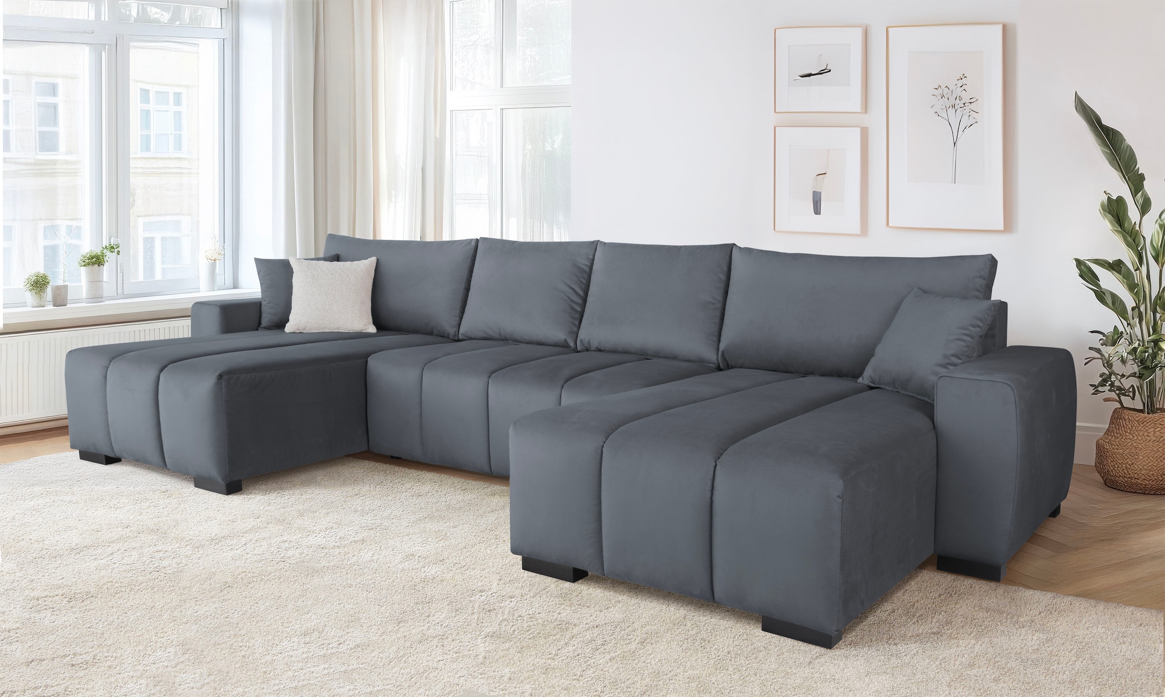 Home affaire Wohnlandschaft mit Bettfunktion, Bettkasten & 2 Zierkissen, Fe günstig online kaufen