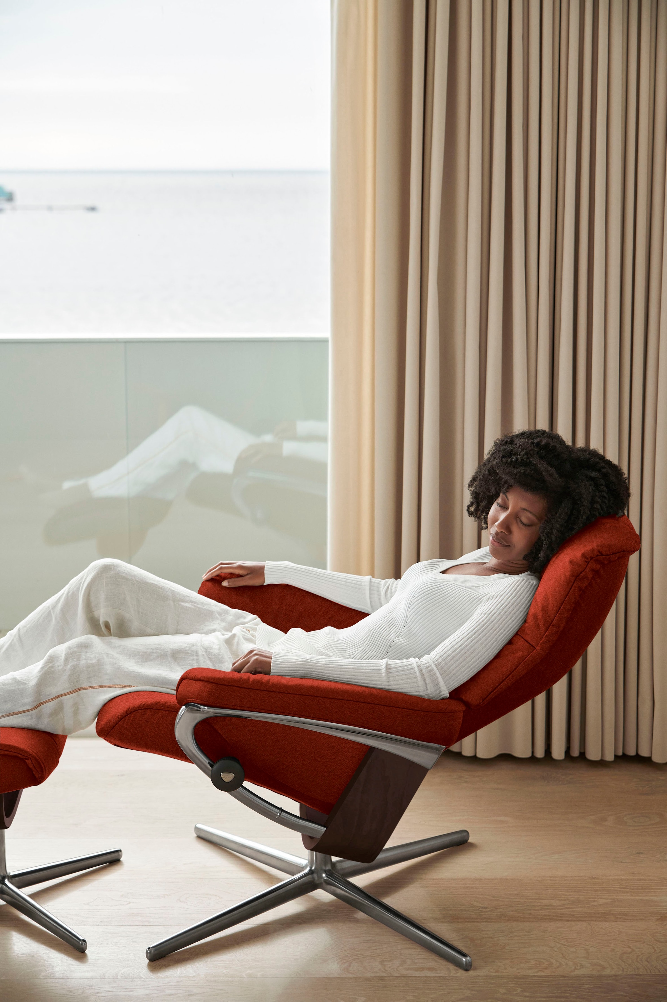 Stressless® Fußhocker »Mayfair«, mit Cross Base, Größe S, M & L, Holzakzent Braun