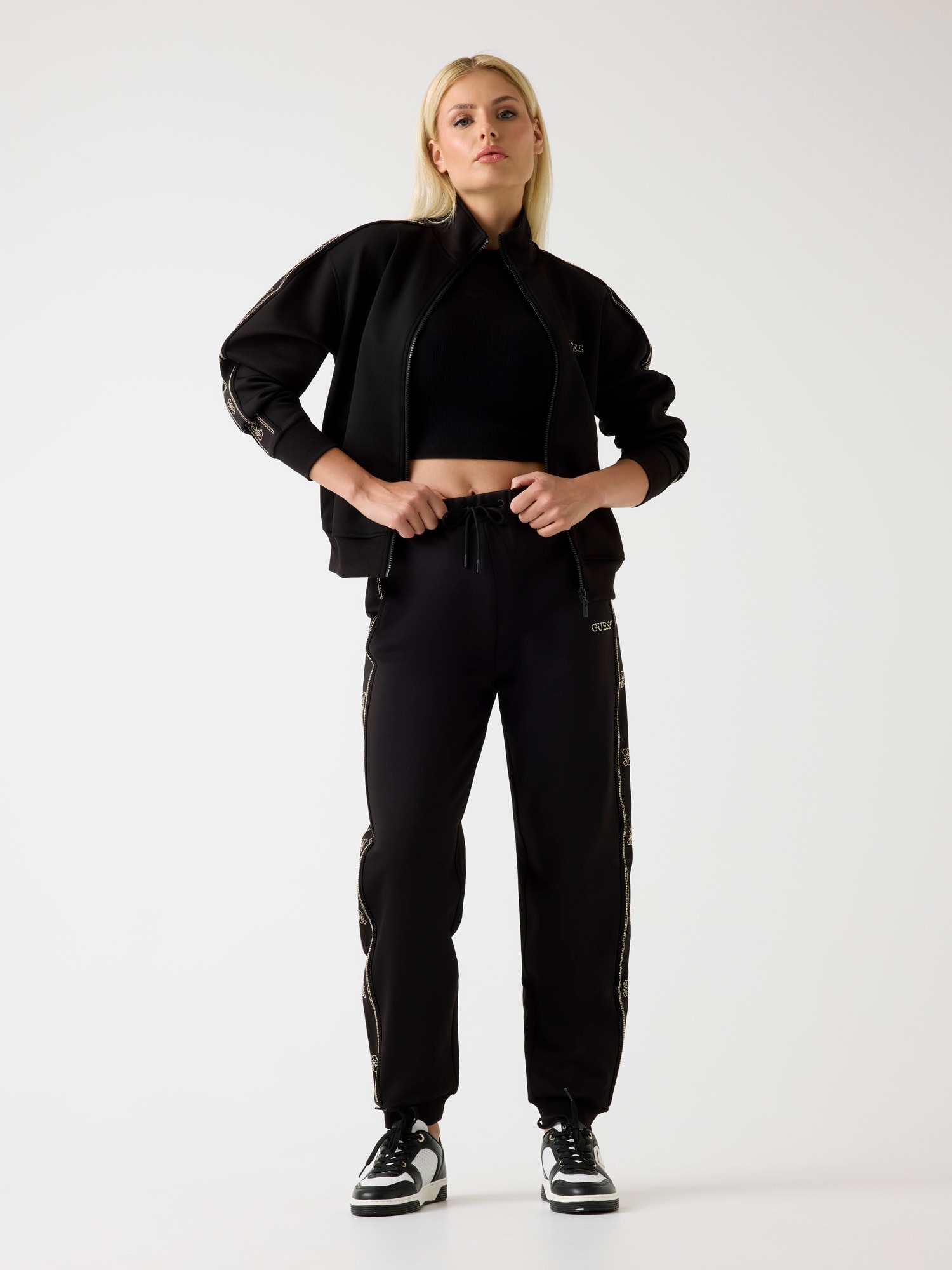 Guess Jogginghose »OCTAVIA JOGGER«  mit Strass-Steinen, Logo-Tape
