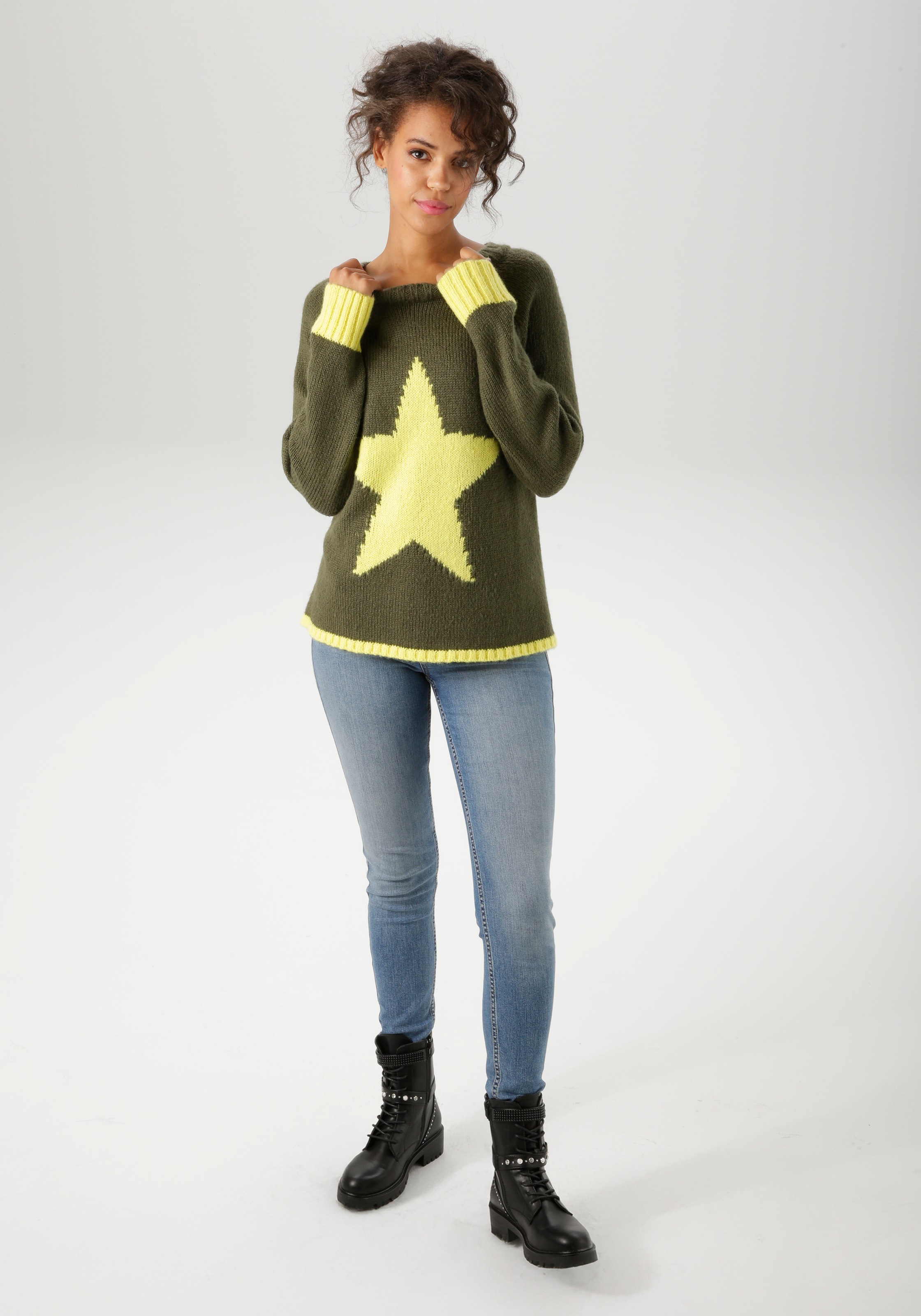 Aniston CASUAL Strickpullover, mit großem Stern im Vorderteil - NEUE KOLLEKTION