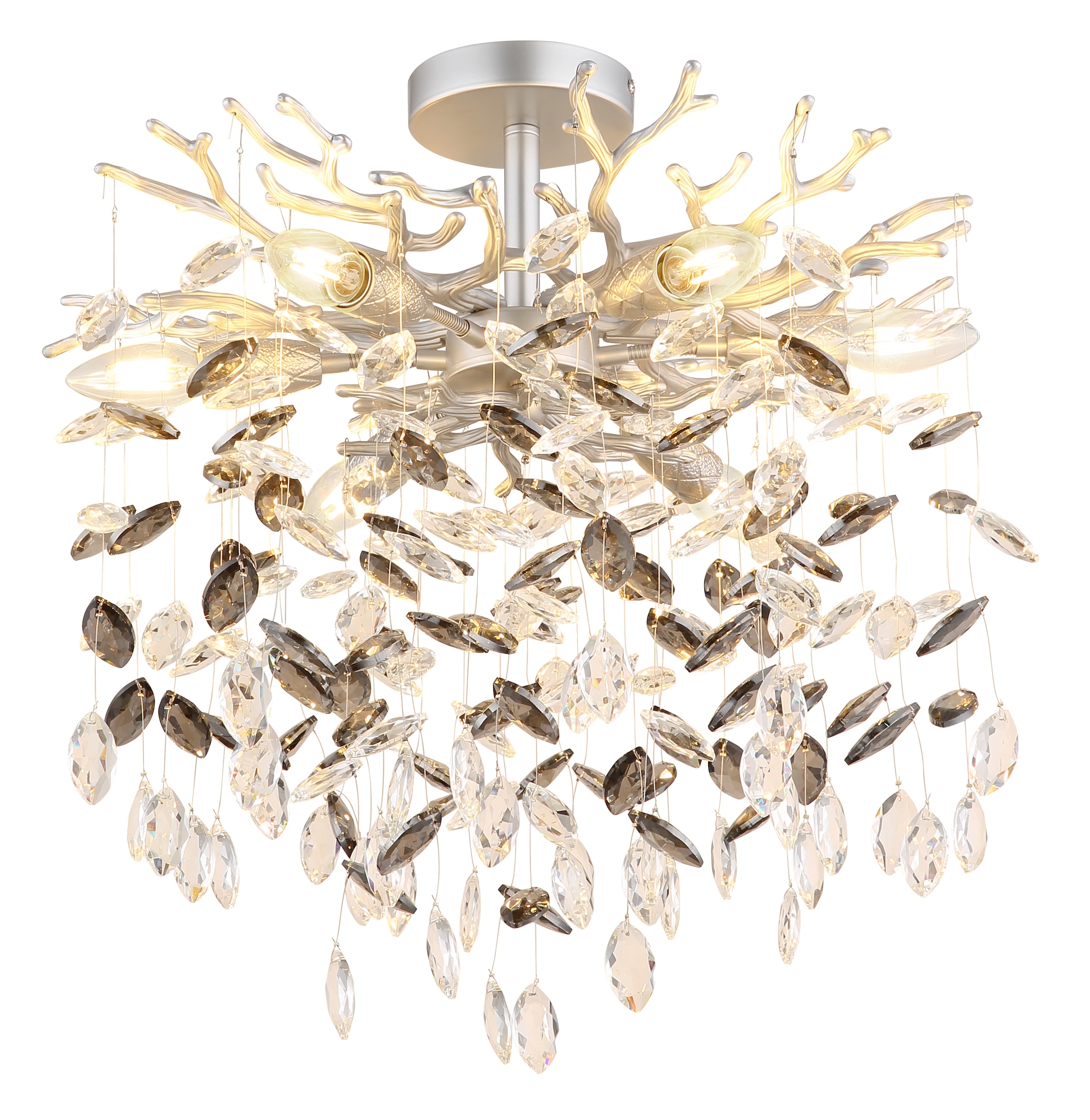 GLOBO LIGHTING Deckenleuchte »QUEENA« E14 1 Stk. Silberfarbene Deckenleuchte mit Rauchglas, Höhe kürzbar