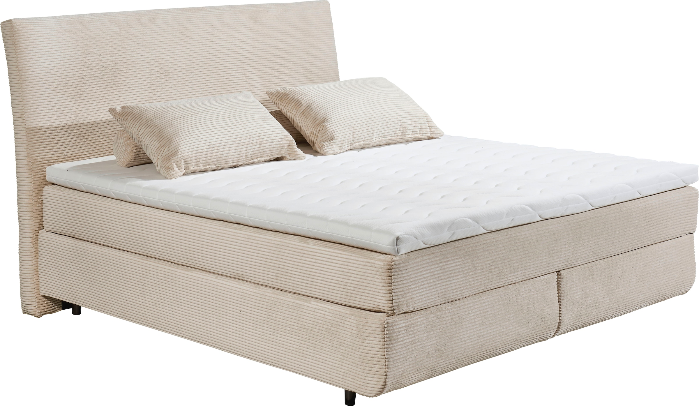 ED EXCITING DESIGN Boxspringbett »Marbella«, Duo-Matratze- harte Kokosmatte, weiche Filzabdeckung, Matratzenhülle