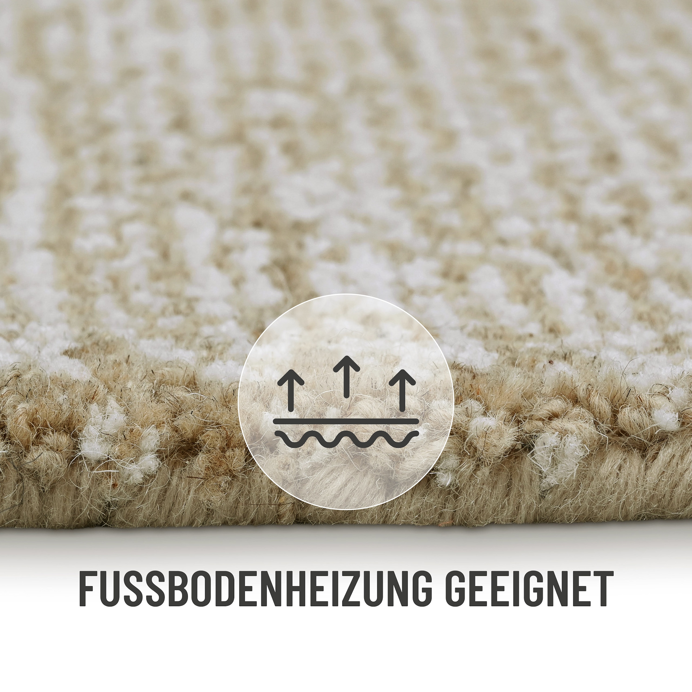 Wecon home Wollteppich »Hamptons THIRTEEN«, rund, 10 mm Höhe, Schurwolle, Kurzflor, Wohnzimmer, Schlafzimmer, elegant, Wellen-Design