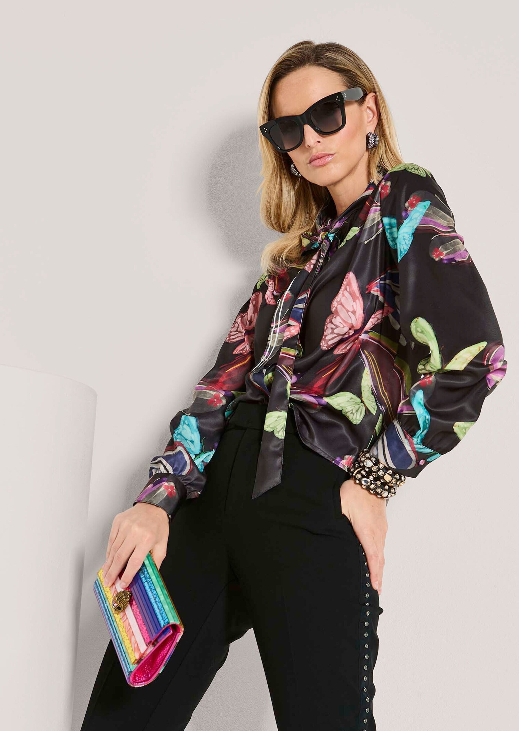 MADELEINE Langarmbluse »Hemdbluse Farbenfrohe Dschungel-Print Bluse«