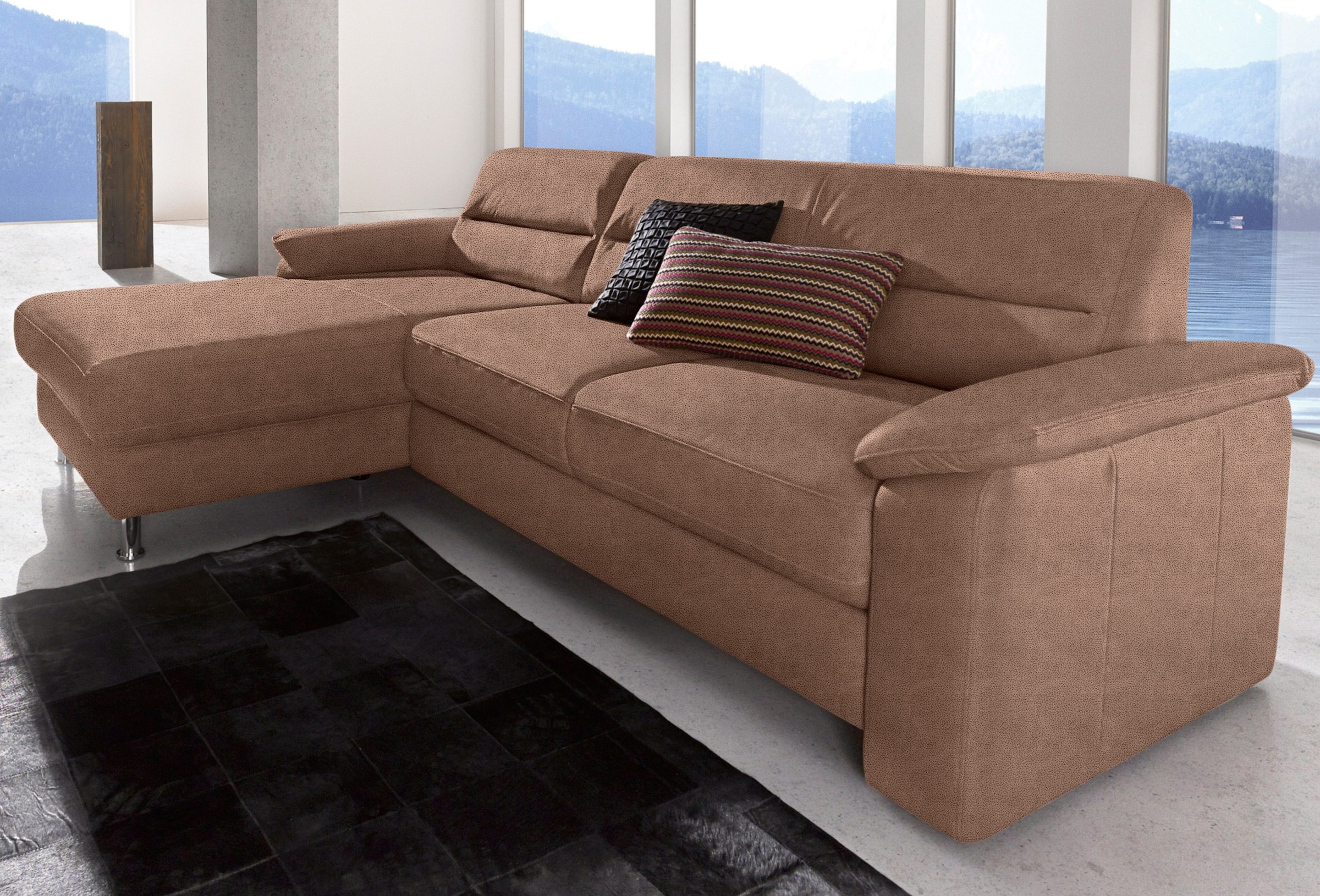 sit&more Ecksofa "Ascara L-Form", inklusive Boxspring/Federkern-Polsterung, wahlweise mit Bettfunktion